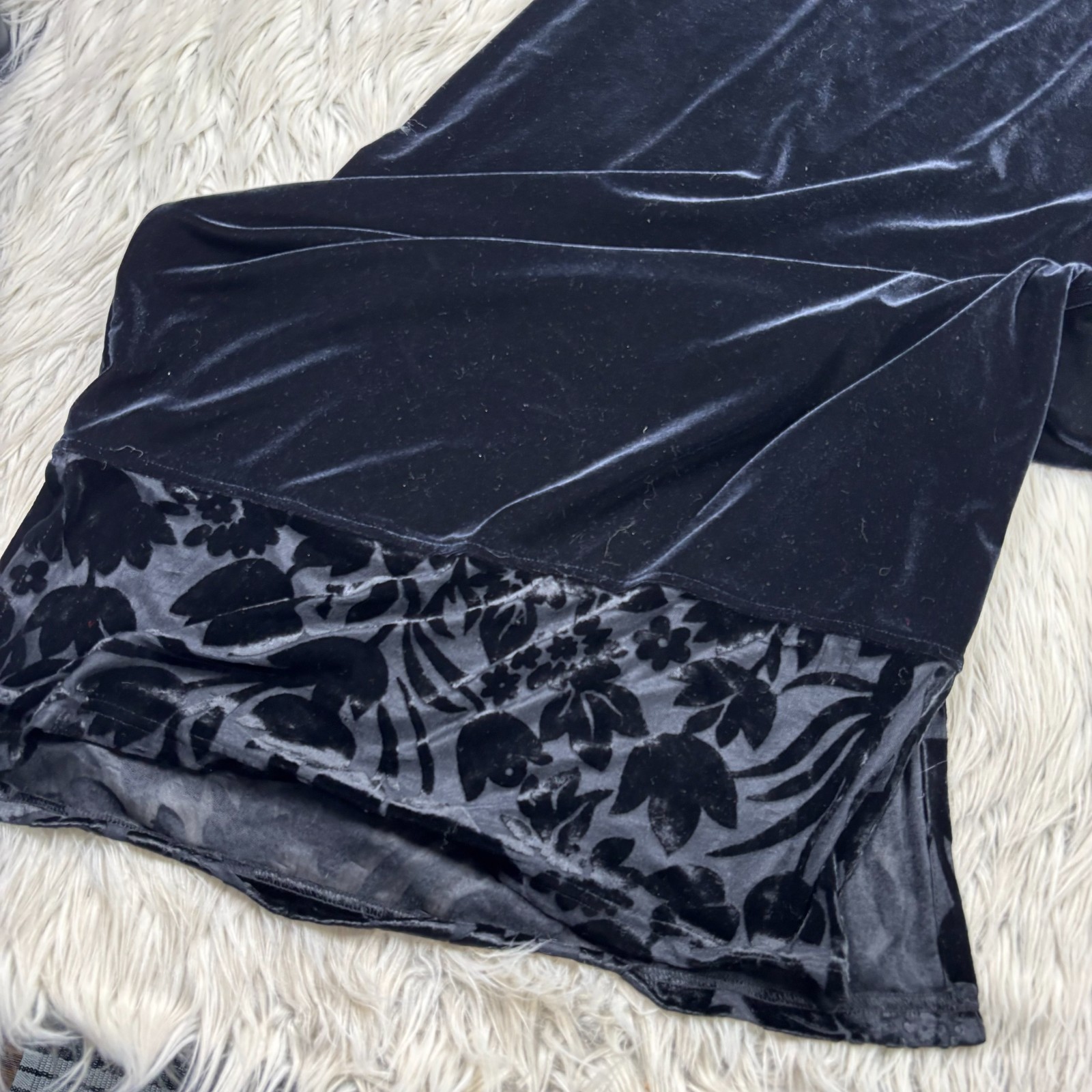 Vtg 90s Dressing Clio Women’s S Velvet Shift Midi Dress Burn Out Whimsigoth