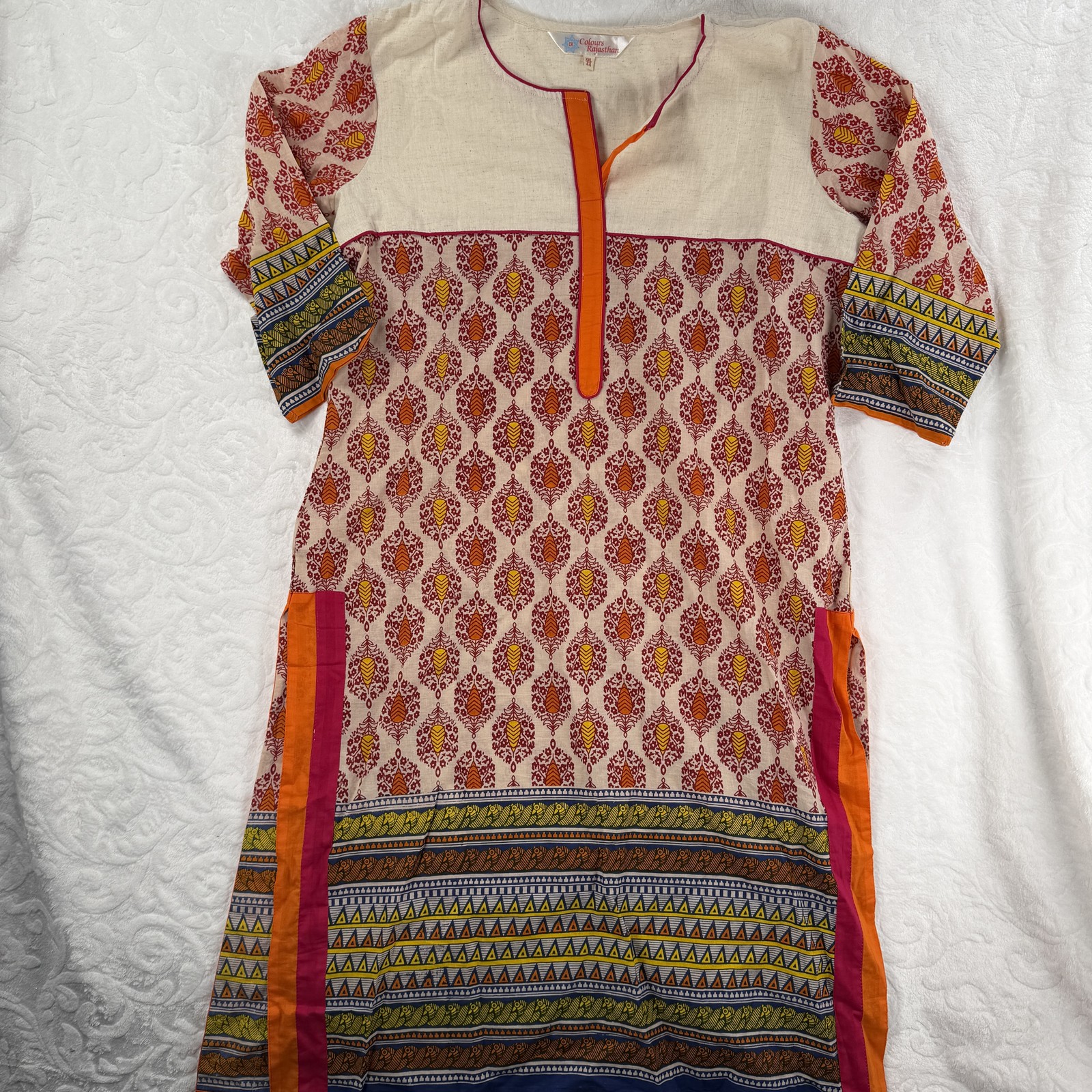 Colours Rajasthan Women’s Vintage Style Kurta Tunic Dress XXL 44 Bohemian Ethnic