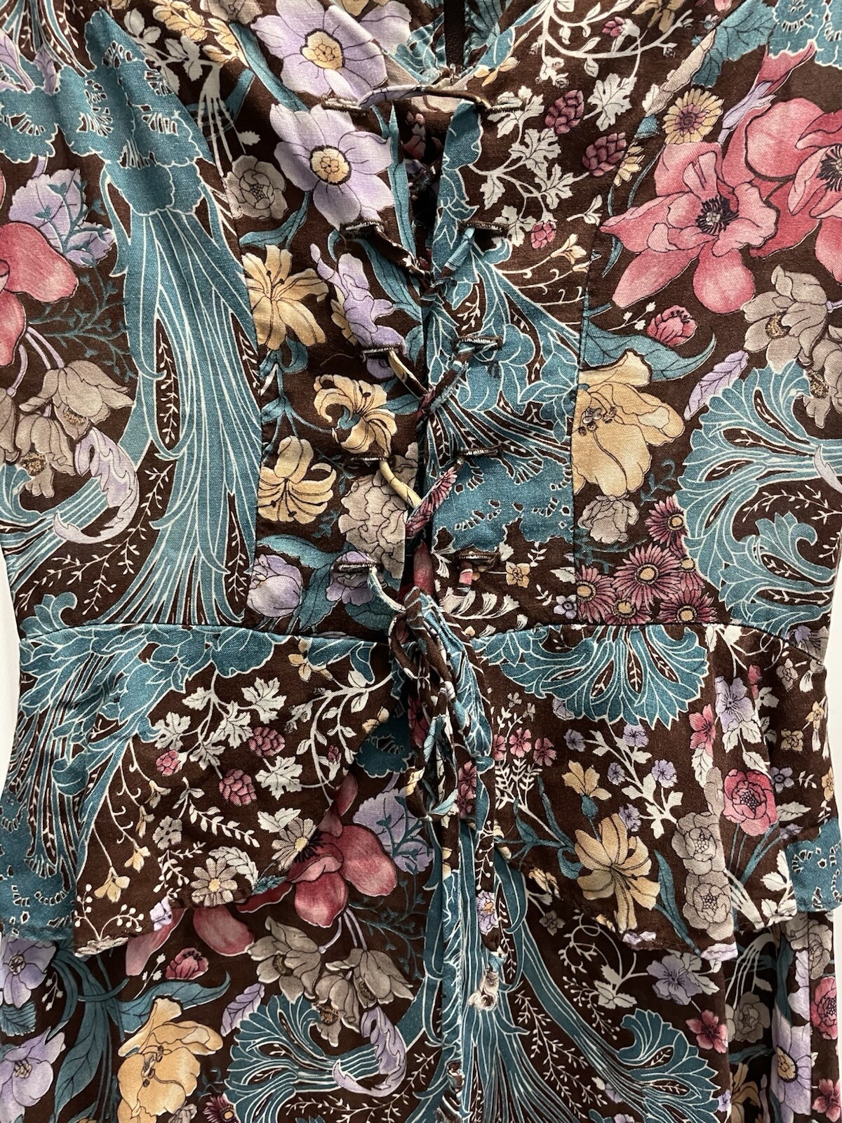 VTG 70s Paper Moon By Yvette Cottagecore Prairie Hippie Floral Dress Size Small