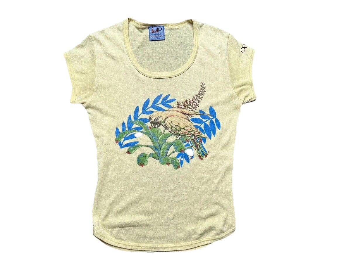 Vtg Op Ocean Pacific Surf Skate Blouse T Shirt Ladies 80s 70s Rainbow Hawaii