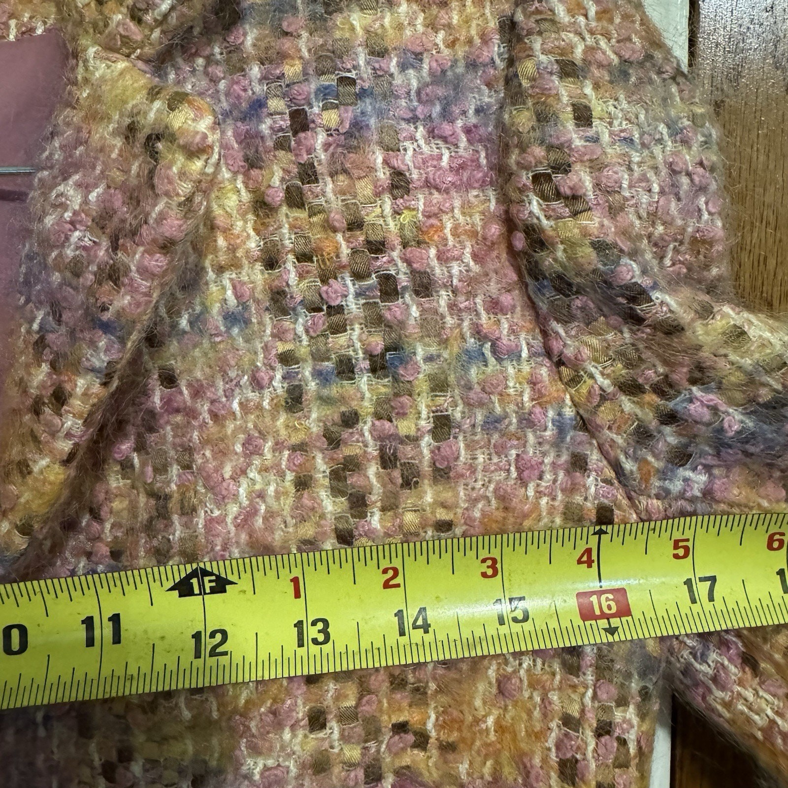 Vintage David Hayes Pink Multi Mohair Wool Blazer Barbie Pink Lining Size 4