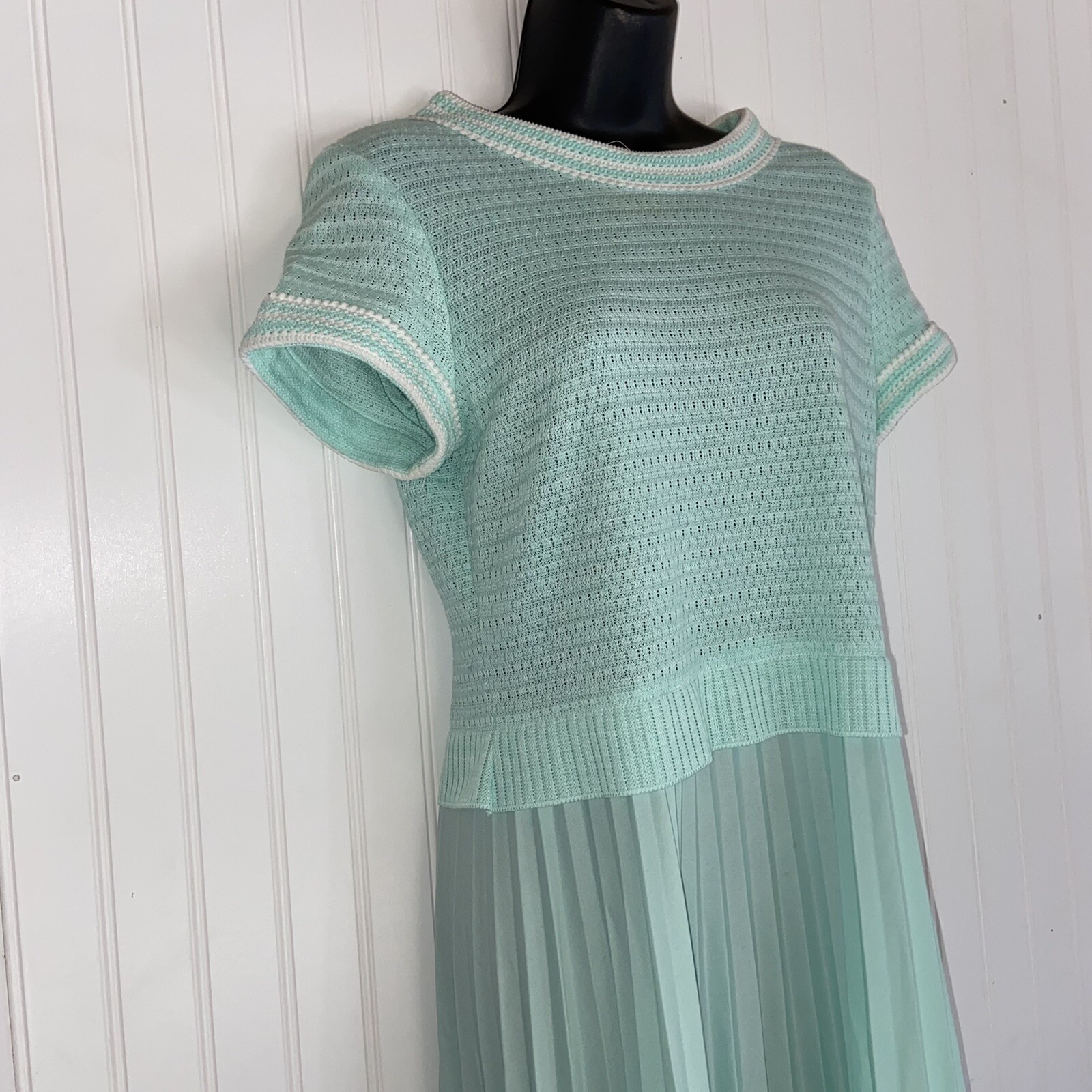 vintage bleeker street 16 teal amazing hippie dress Aqua Blue E12