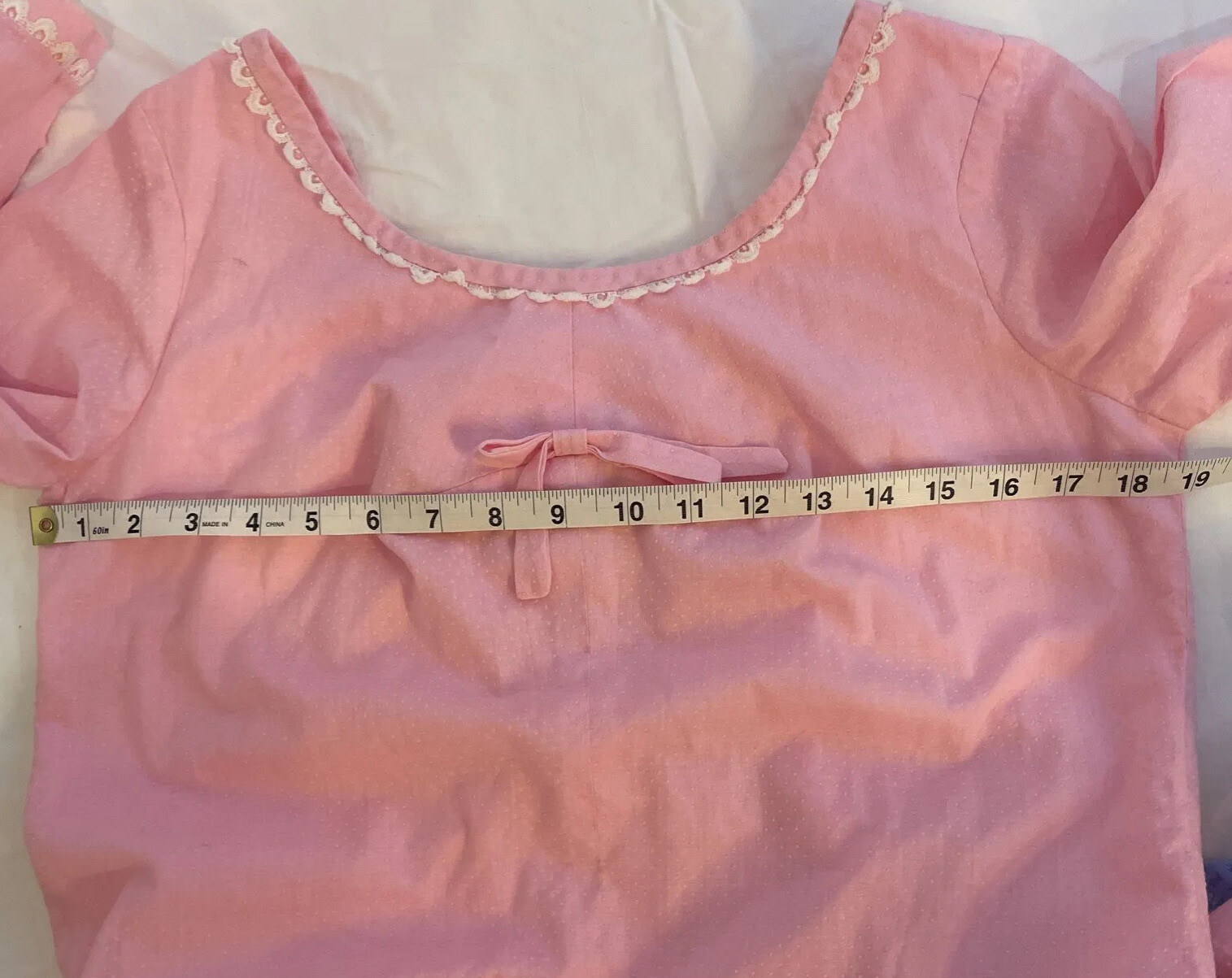 Vintage Hawaiian McINERNY Maxi Dress Pink Dot Swiss Sheer 3/4 Sleeves Size 10