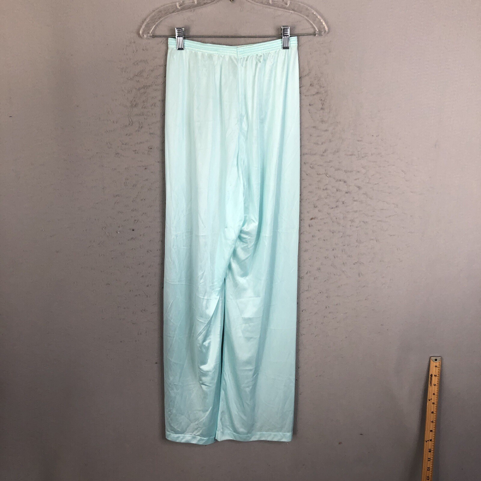 Vintage Coquette Pajamas Womens SMall Blue Nylon Silky Feminine Lace Trim Retro