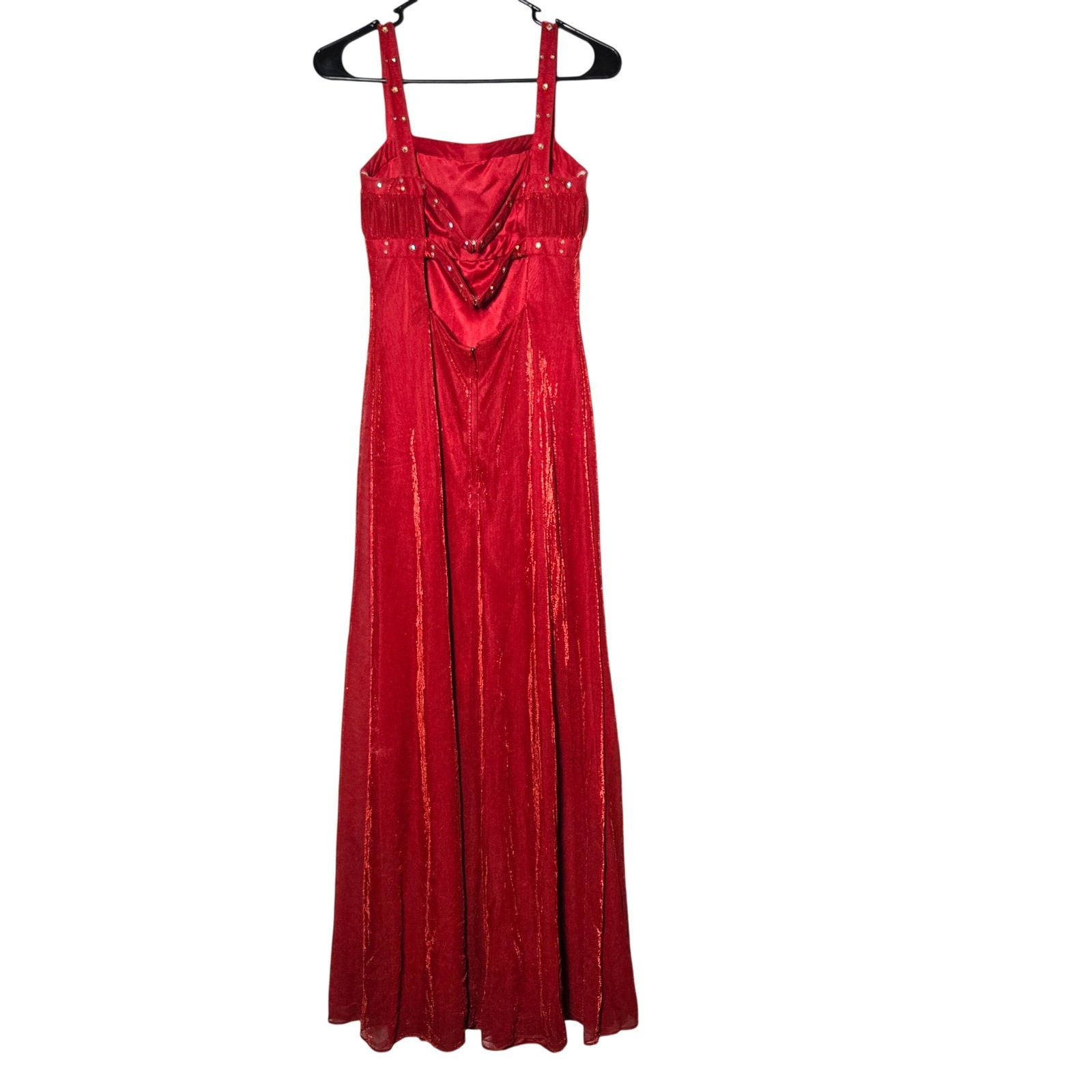Vintage Mike Benet Rhinestone Metallic Maxi Gown Dress 8 Y2K McBling Whimsigoth
