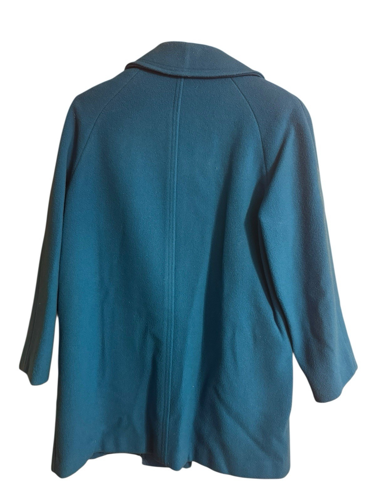 Vintage Teal Peacock Blue Car Coat Women’s XL/2X 80% Wool Satin Lined READ