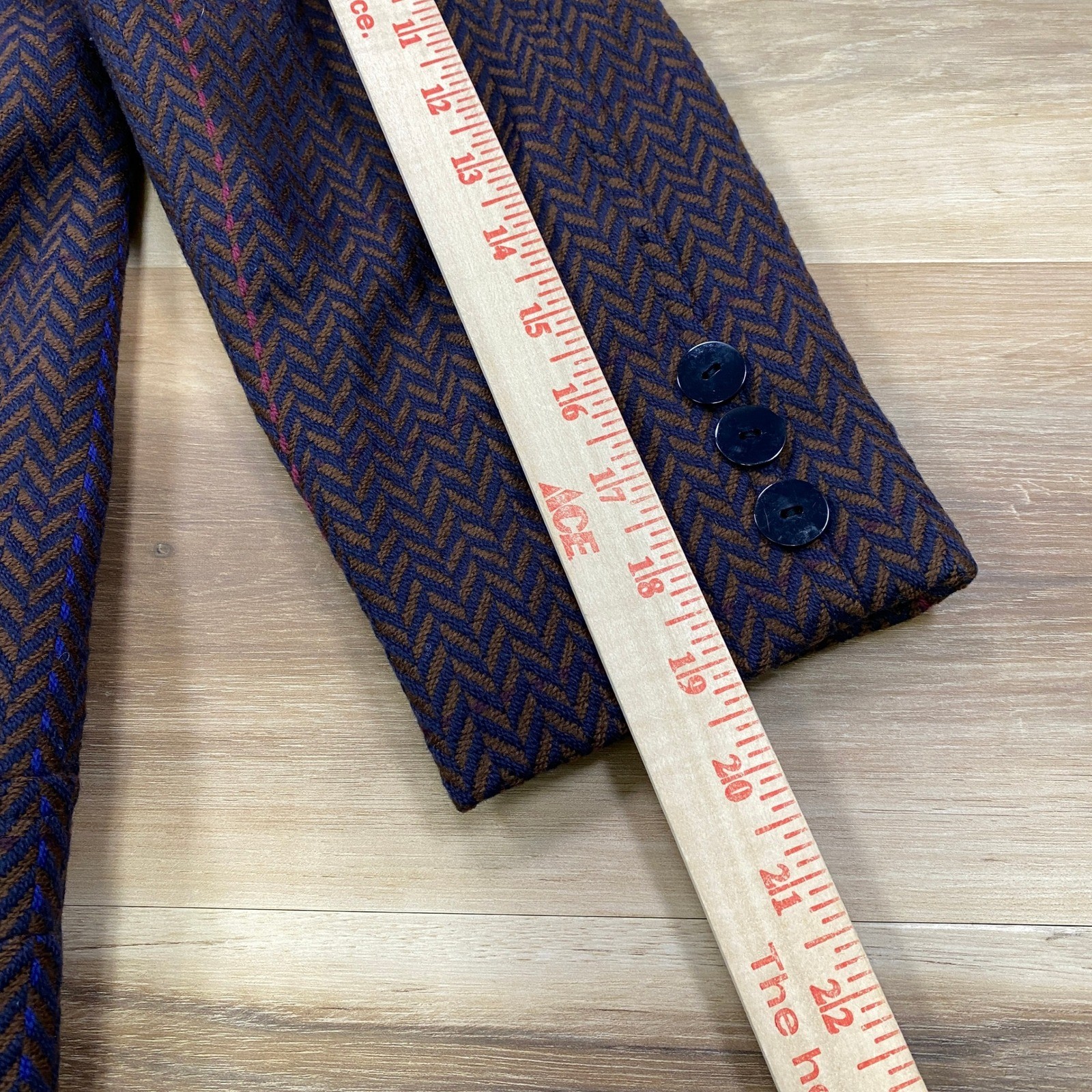 80s Escada Margaretha Ley West Germany Herringbone Wool Double Breast Blazer 36