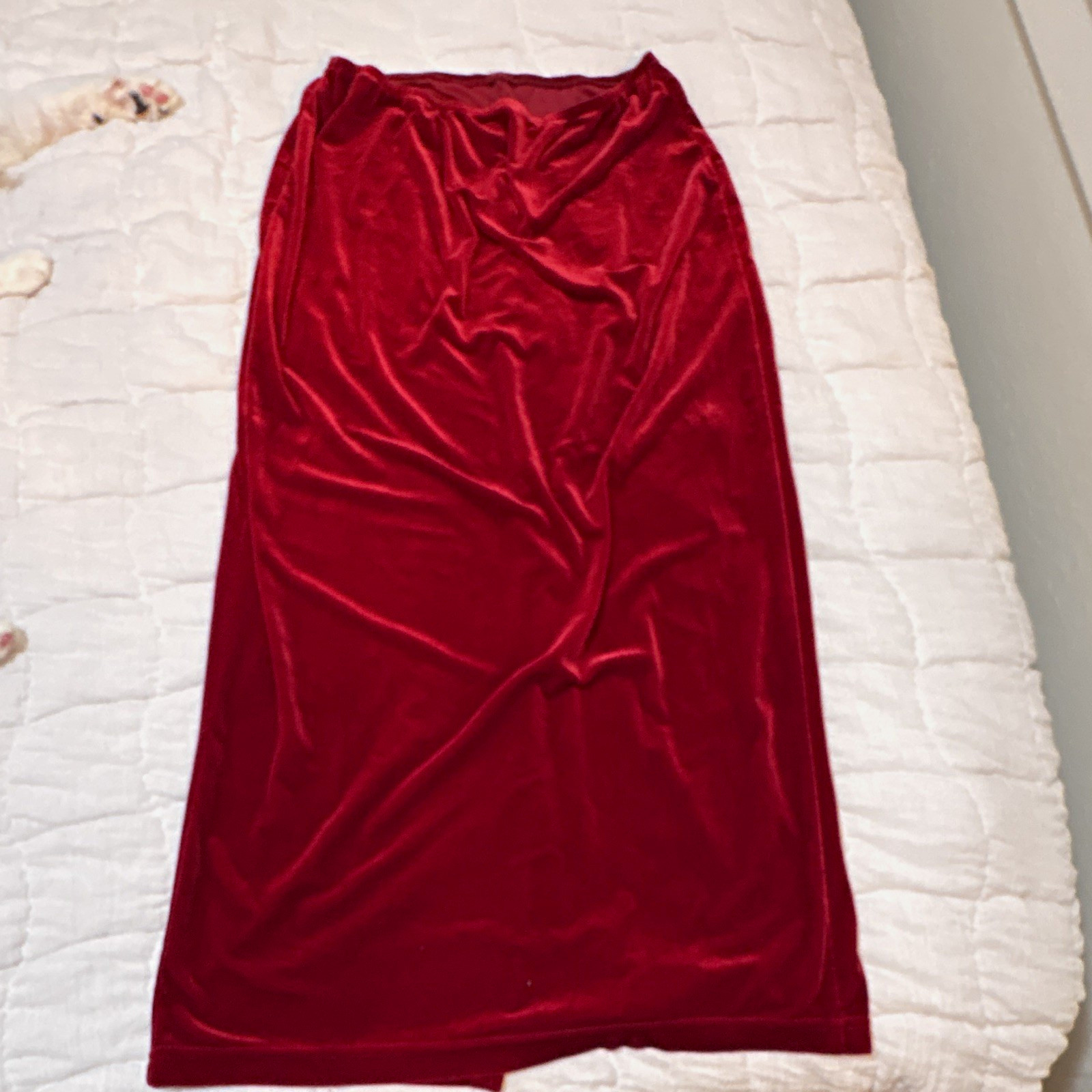 Vtg Vintage Studio Red Velvet Skirt Womens Small Regular Polyester Spandex USA