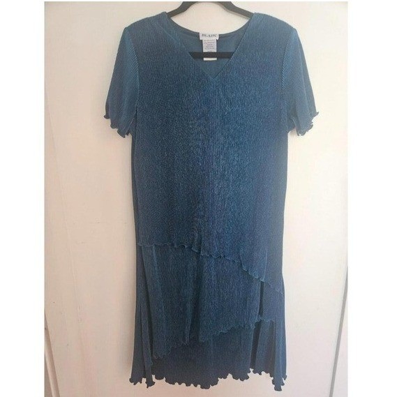 Blair Plisse-Tiered Dress Woman’s Teal Size 18 *Y2K VINTAGE*