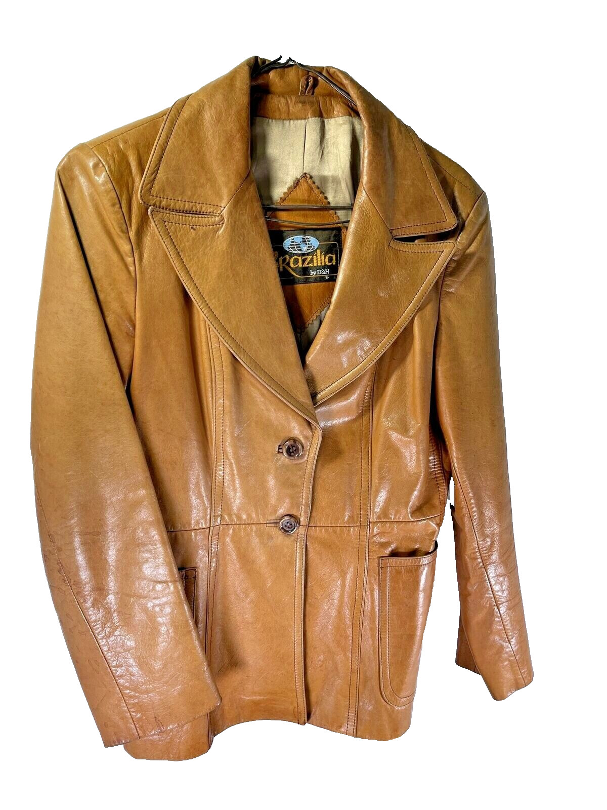 Vintage 1970’s Brazilia by D&H Genuine Leather Jacket 11/12 MEASURMENTS BELOW