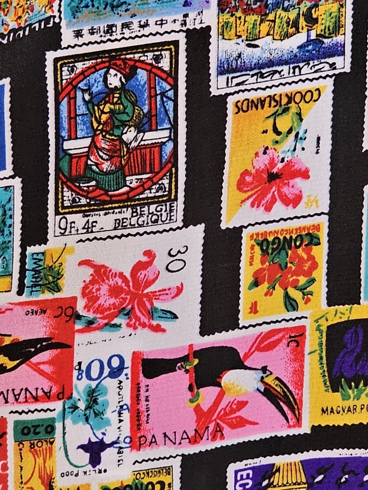 Women’s Impressions of California blouse International Stamps Print