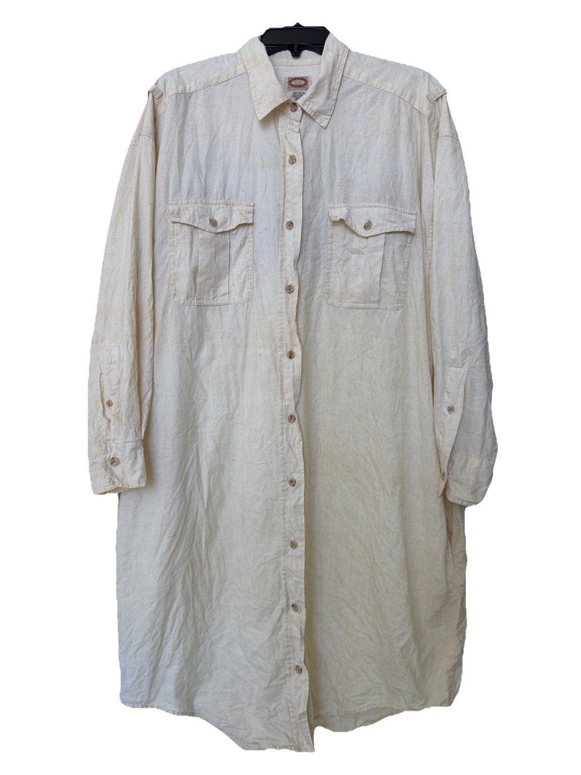VTG 1980s Banana Republic Safari Era AOS White Cotton Linen Dress Mill Valley