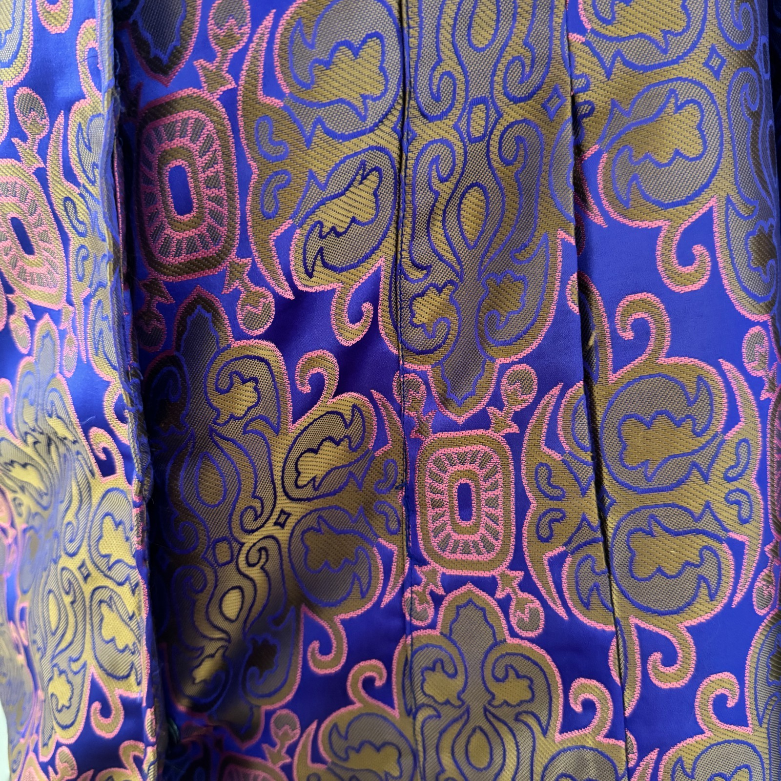 90s vtg VIVIENNE TAM Purple Gold IRIDESCENT Brocade Rave Penny Lane Fur Coat Y2K