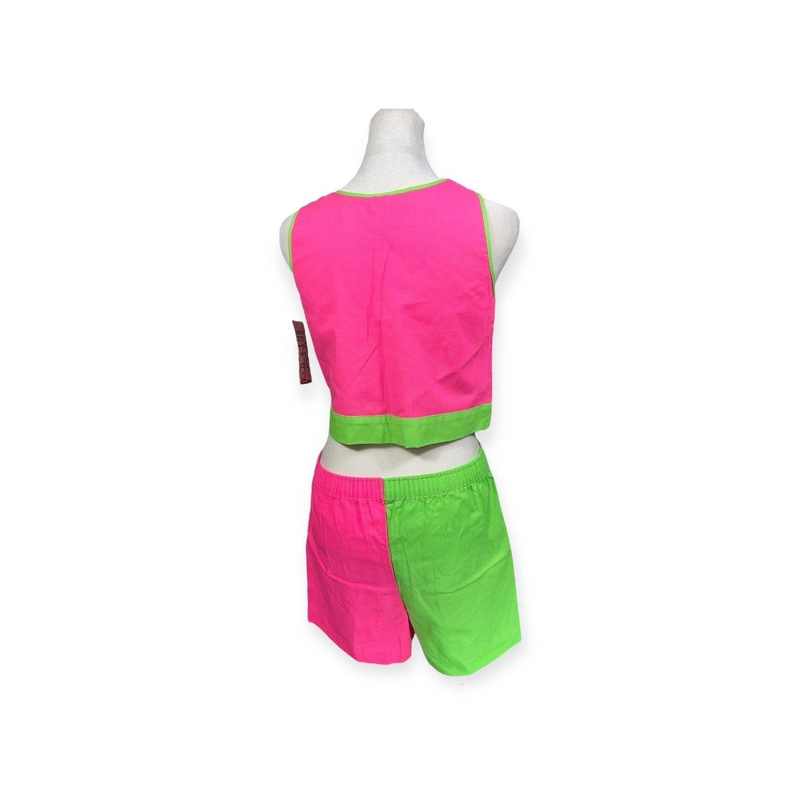 VTG 1980s NWT DEADSTOCK TANK TOP SHORTS SET JRS 12 NEW WAVE NEON SURFER BEACH