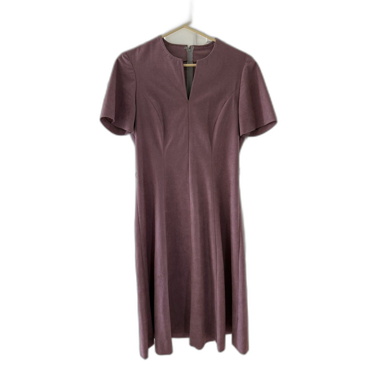 Handmade Mauve Short Sleeve Dress Size 10 Keyhole Neck