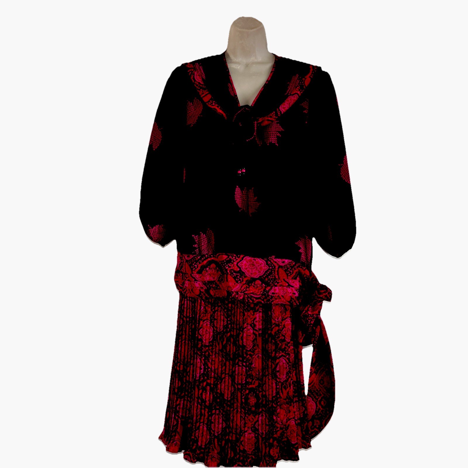 VTG Assorti for Susan Freis 2 Piece Dress Pleated Skirt Sz Sml/Med/Large