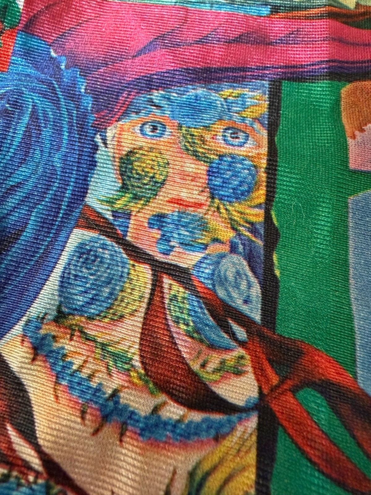 Vtg 1970s Day Glow Psychedelic Surrealist Art Shirt 70s LA Station Arpeja Blouse
