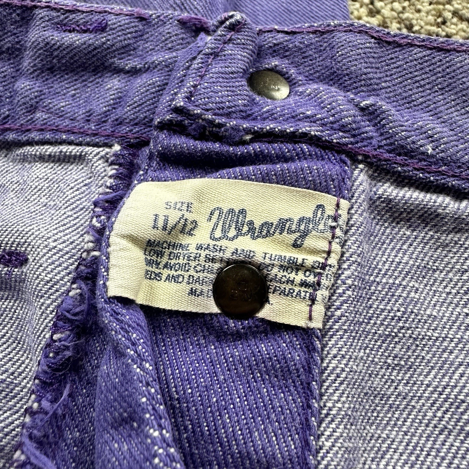 VTG 60’s-70’s Wrangler Purple Bell Bottom Flare Leg Size 11-12 USA Bare Back