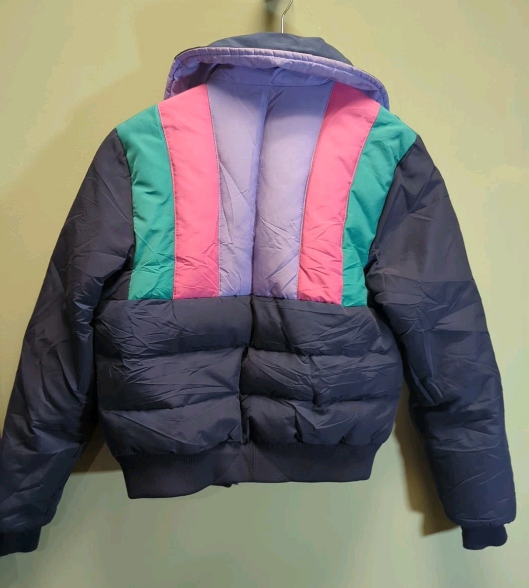 Vintage 80s ROFFE Ski Puffer Down Jacket Colorblocked Women’s S/M USA EUC READ