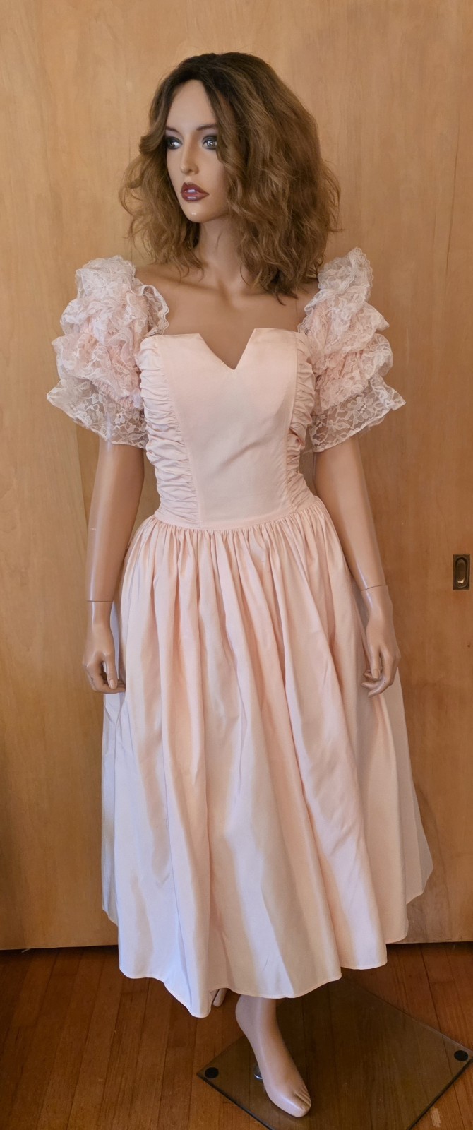 GUNNE SAX ~ VINTAGE 80’S PINK FRILLY PROM FORMAL DRESS ~ Refer To Measurements