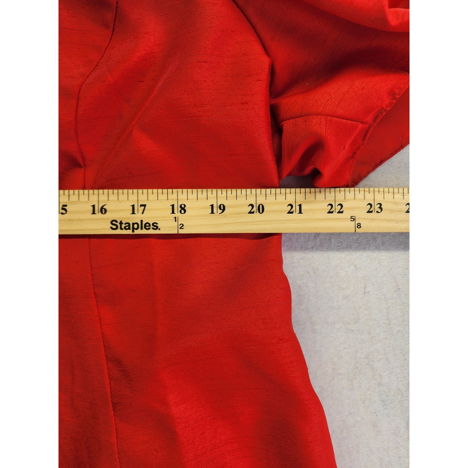 Vintage Red Taffeta Puff Sleeve Top and White Satin Maxi Skirt Set Made USA 1X