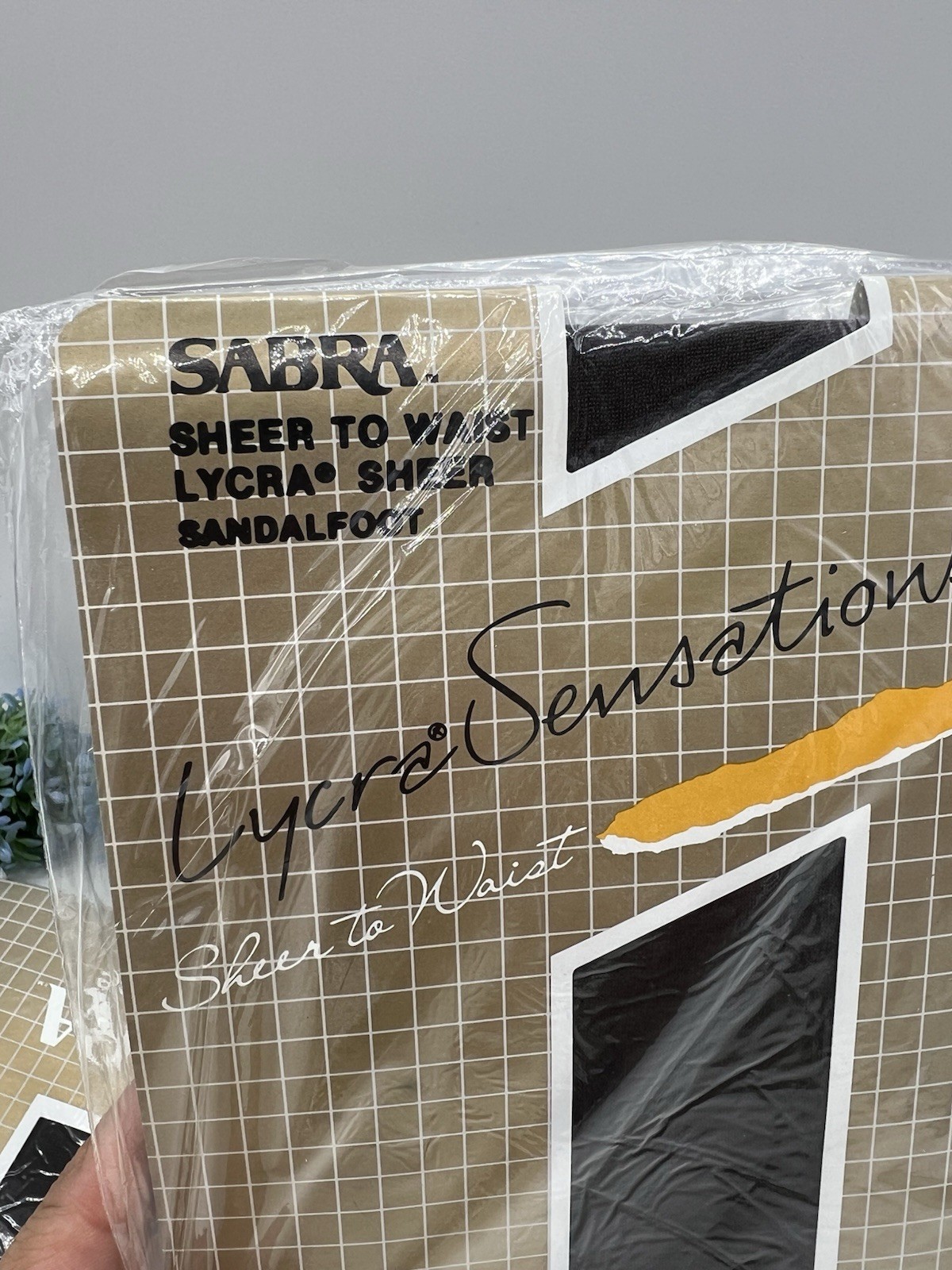 2Vtg Sabra Lycra Sensation Sheer To Waist Pantyhose Off Black Size B 125-160 Lbs