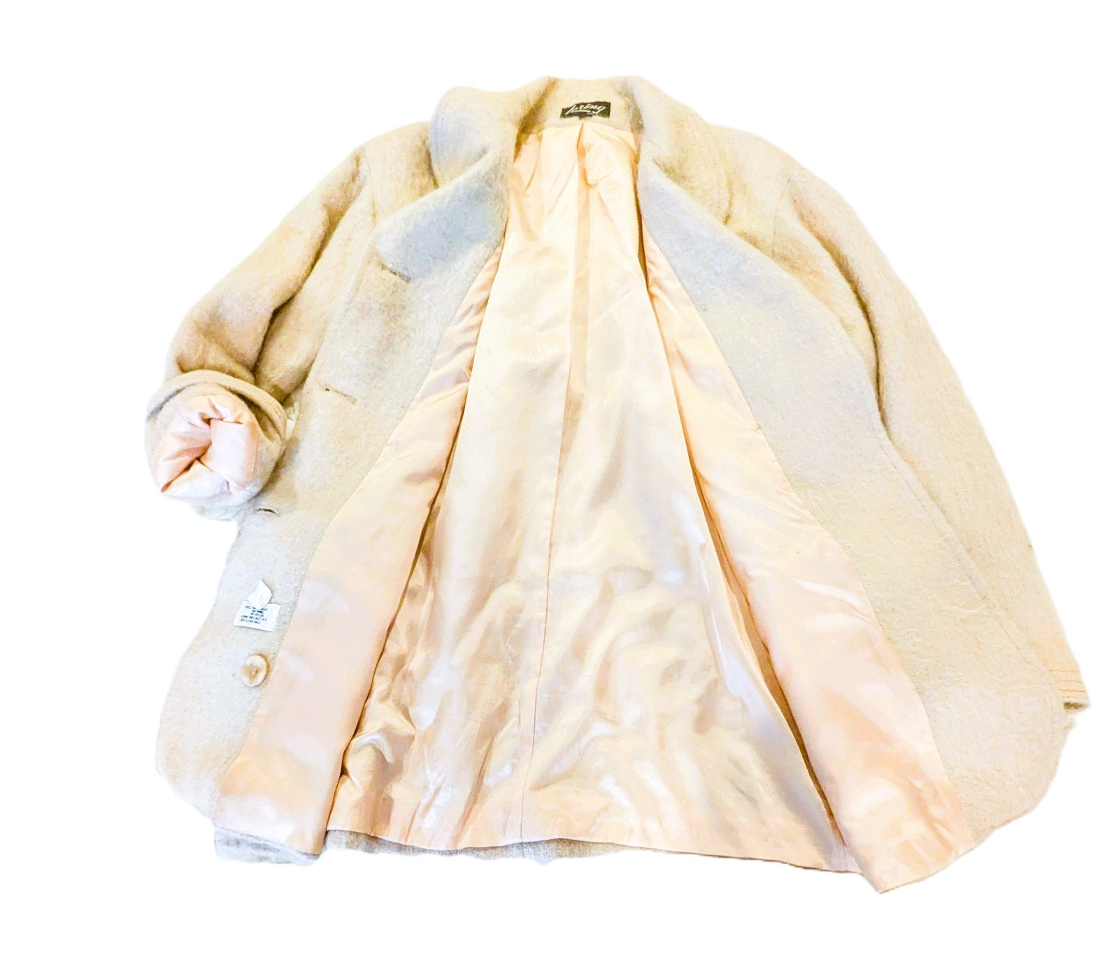 VTG Loring Women’s Beige Fuzzy Mohair Wool Coat USA Size 10 Lined Classic Preppy