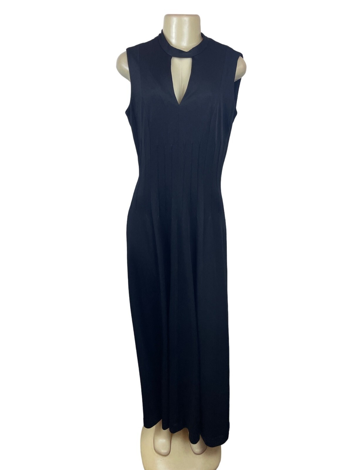 Vintage Ayres Unlimited Sleeveless Black Maxi Dress With Keyhole Neckline Sz S/M