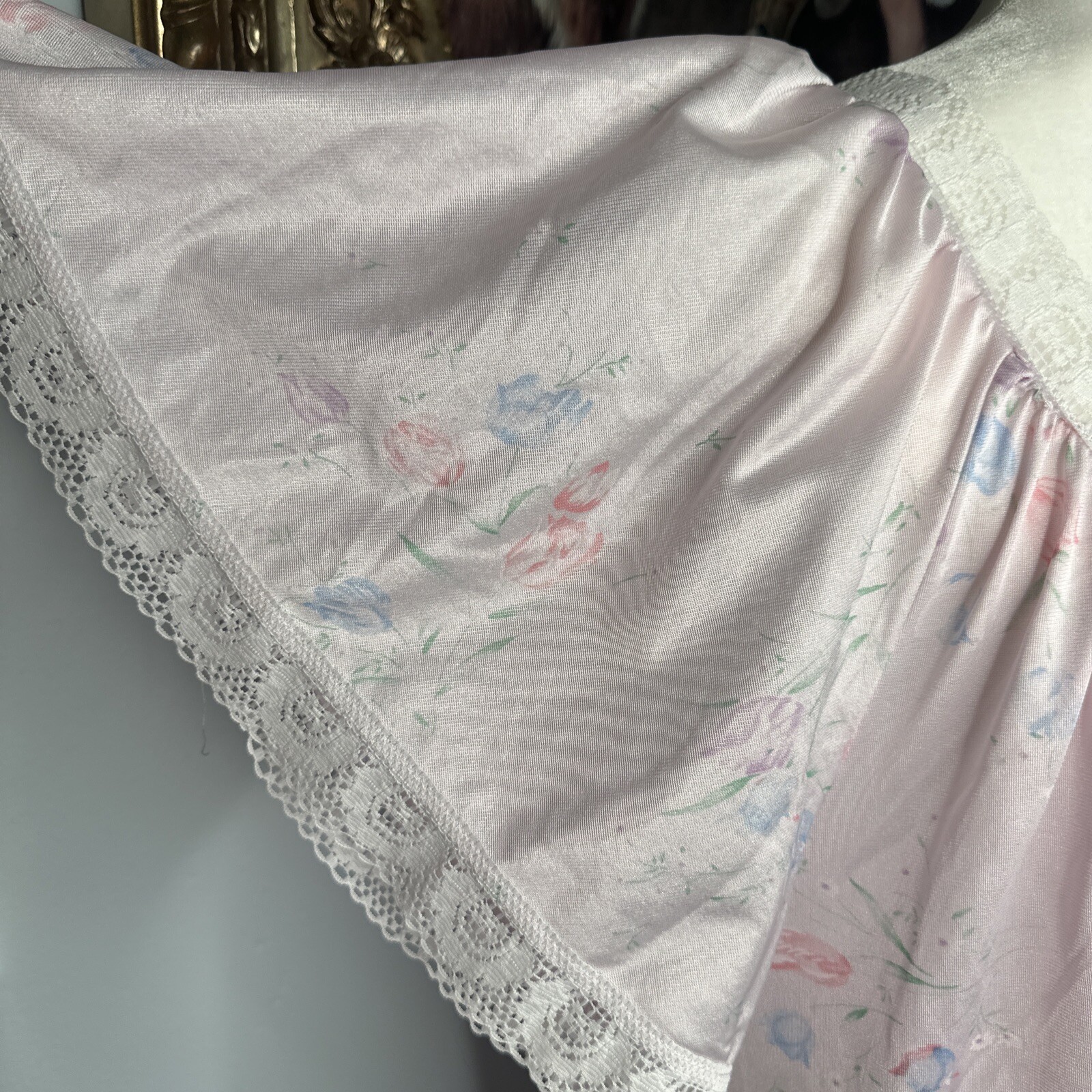 Vtg Floral Nylon Nightgown Sissy Plus 26W USA Miss Diva Pink