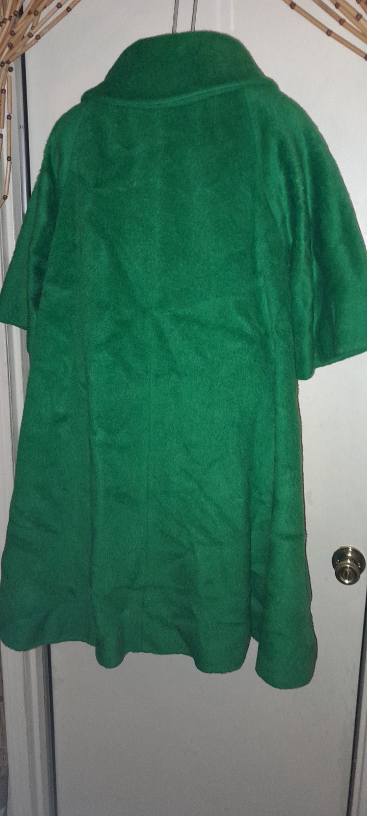 Vtg 50s 60s LILLI ANN Kelly Green Mohair Wool PARIS opera Swing Jacket Coat RARE