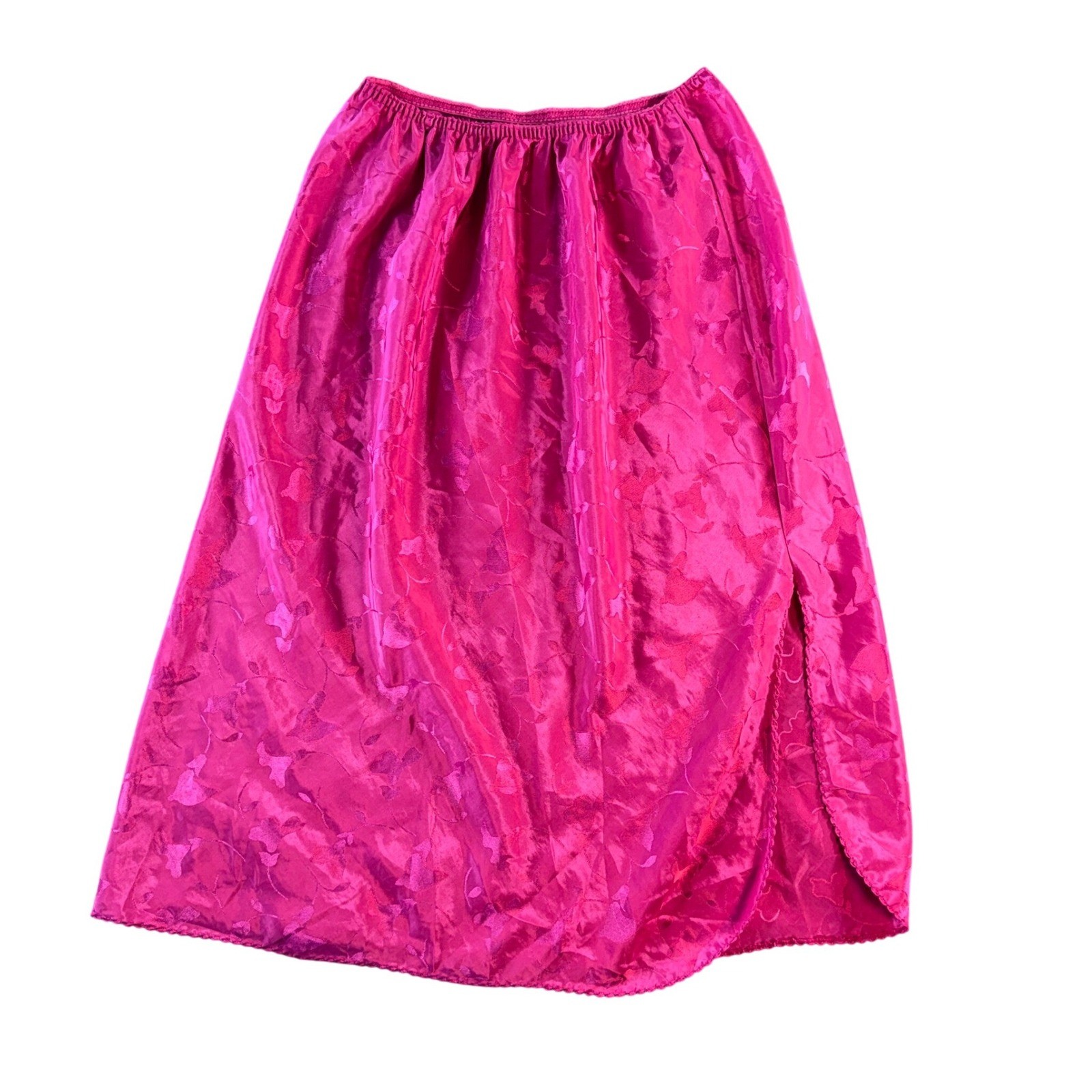 Barbiecore VTG Deena Pink Floral Jacquard Half Slip Skirt Lingerie Made in USA