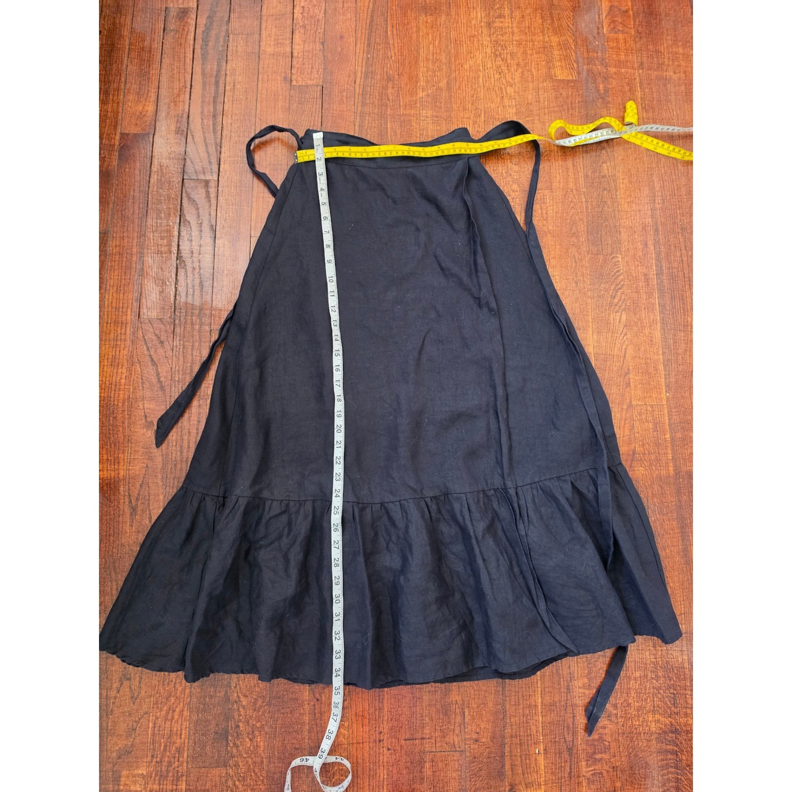 Reformation Julep Black Linen Minimalist Old Money Resort Light Midi Skirt sz S