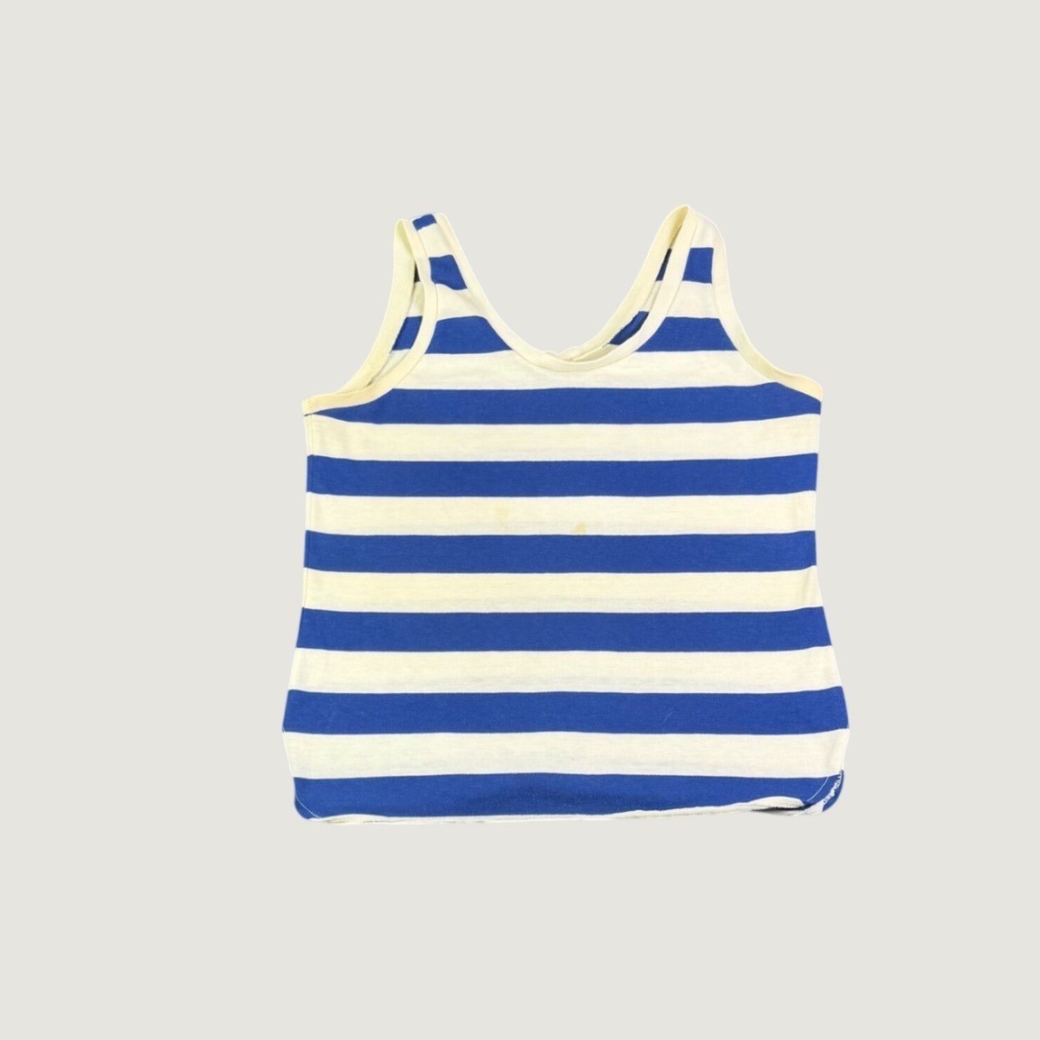 Vintage Blue White Striped Tank Top Sleeveless Nautical Scoop Neck Jersey Tee