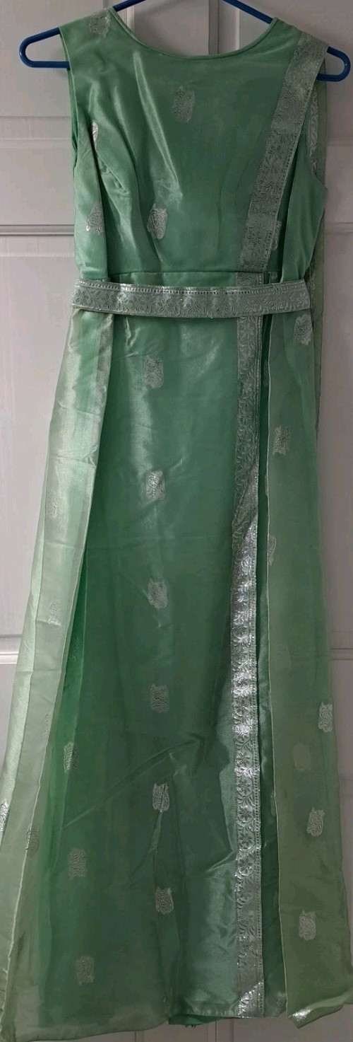 Vtg 60s Wms Small(4-6) Lord & Taylor Seafoam Grn Evening Gown W/Organza Overlay