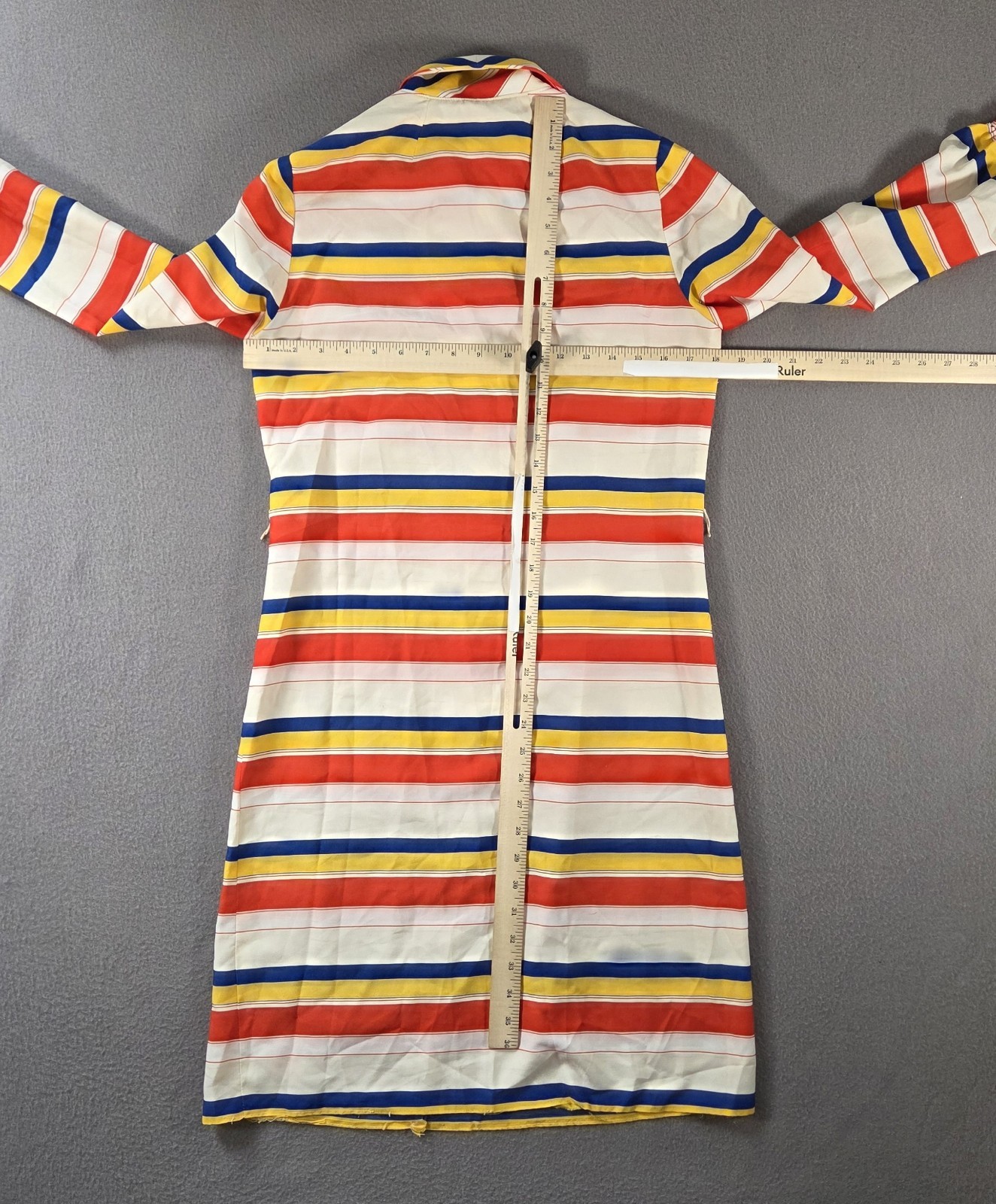 Vintage Andrea Gayler Shirt Dress Womens Small Striped Long Sleeve 70s Collared