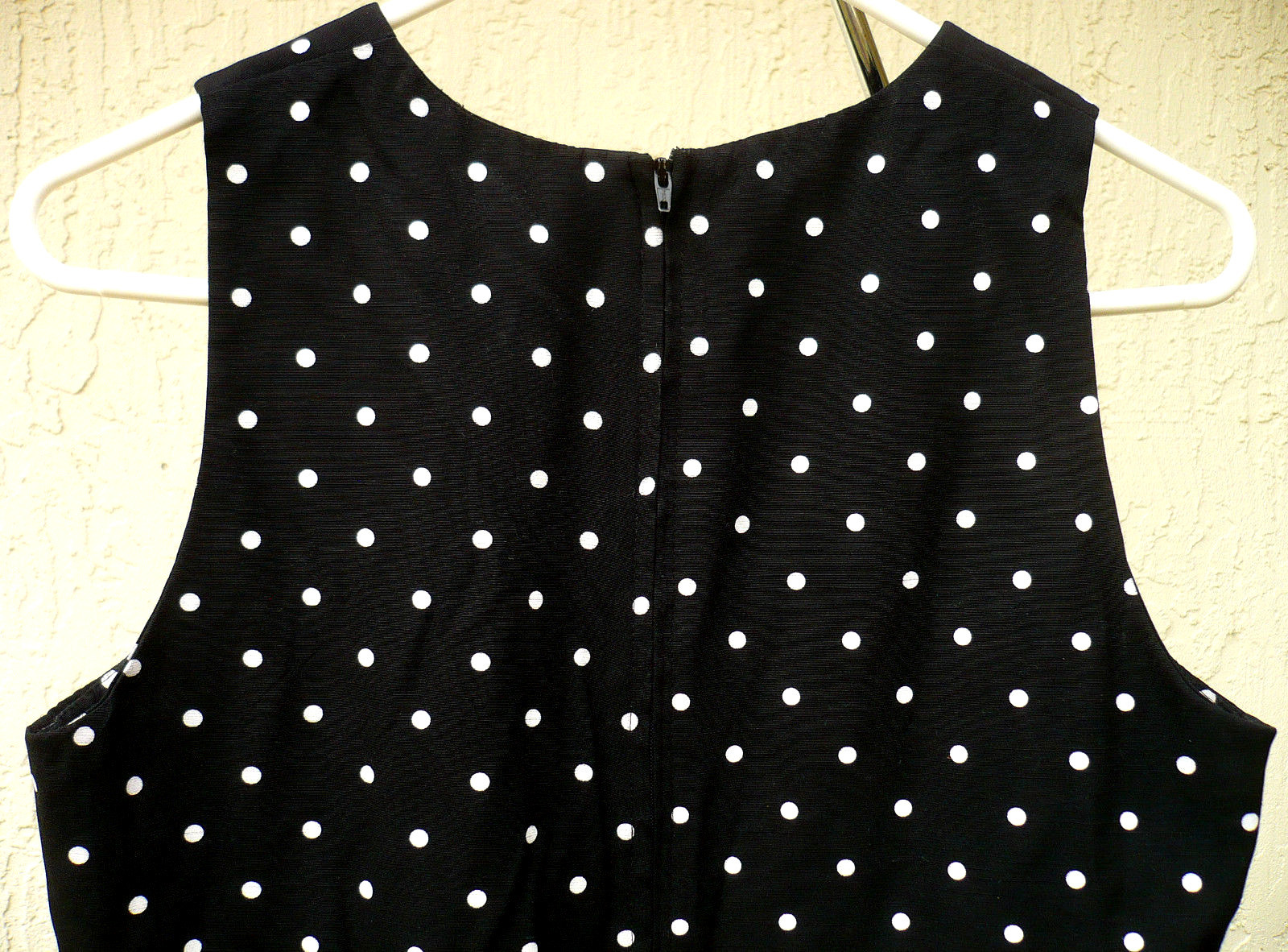 VTG DRESSBARN PETITE SIZE S M P BLACK OVERLAY POLKA DOTS SLEEVELESS DRESS WOMEN
