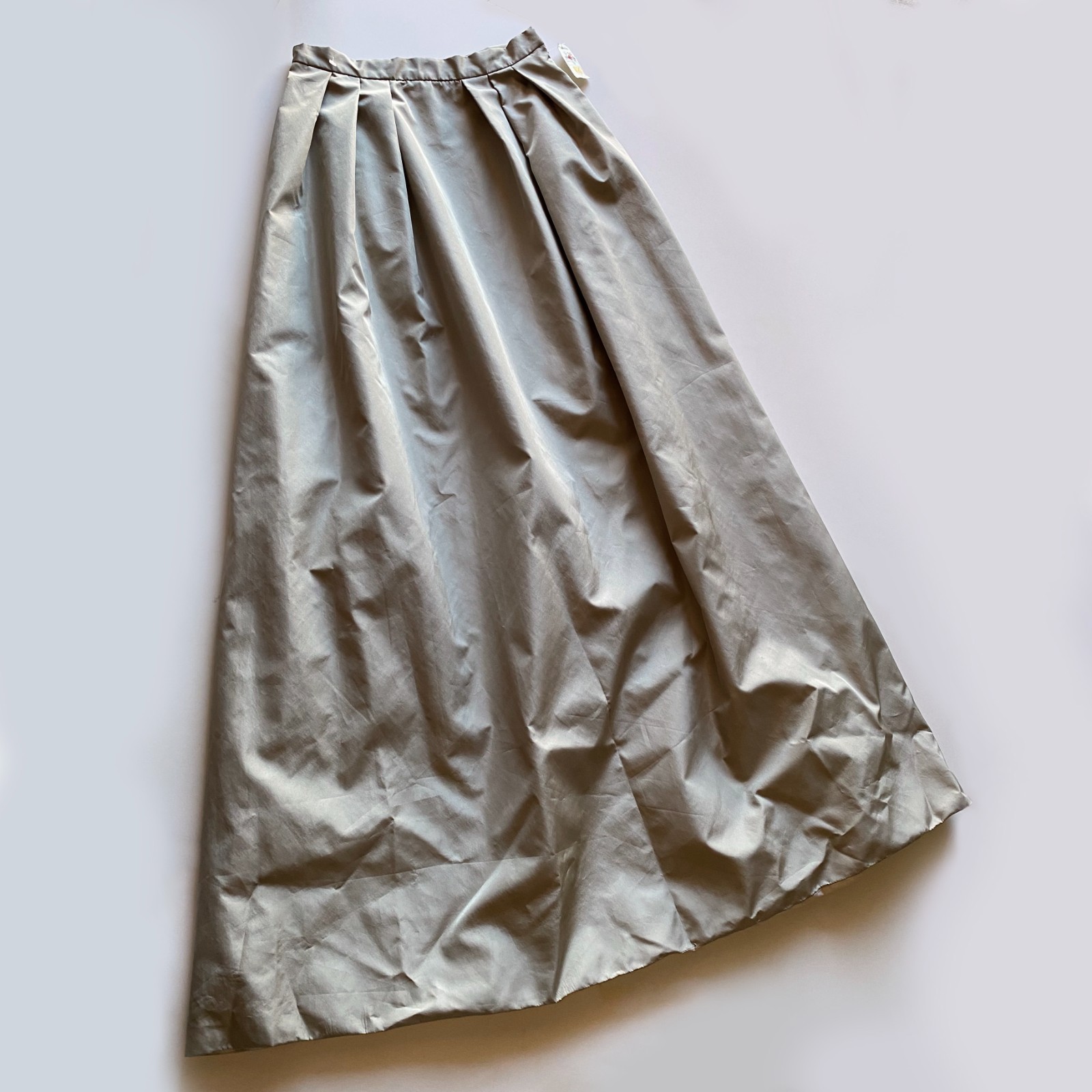 Vtg 80s Pamela Dennis Collection $990 Champagne Silk Maxi Skirt Pleated Sz 12