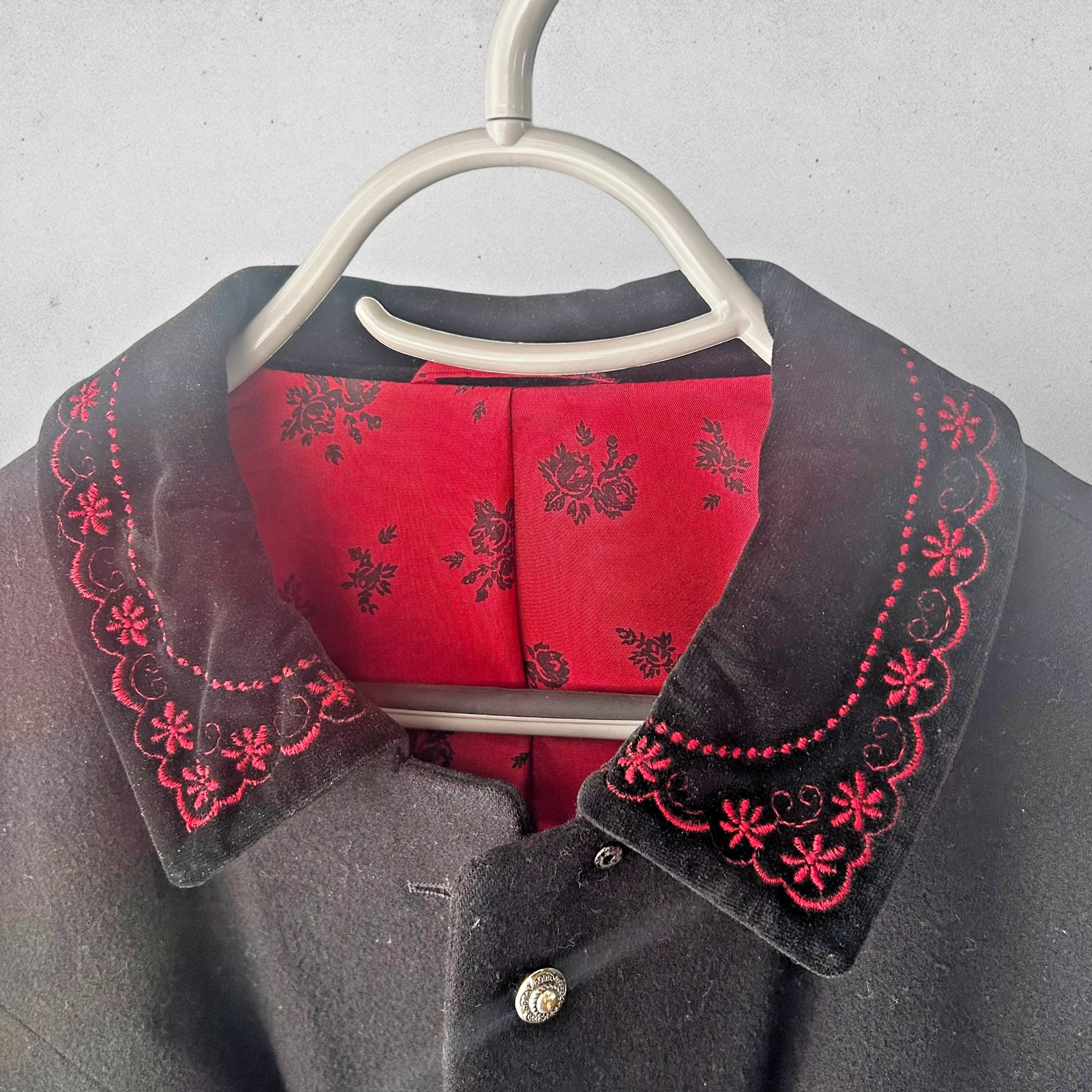 Vintage Austrian Wool Jacket Trachten Oktoberfest Embroidered Perma Size 40