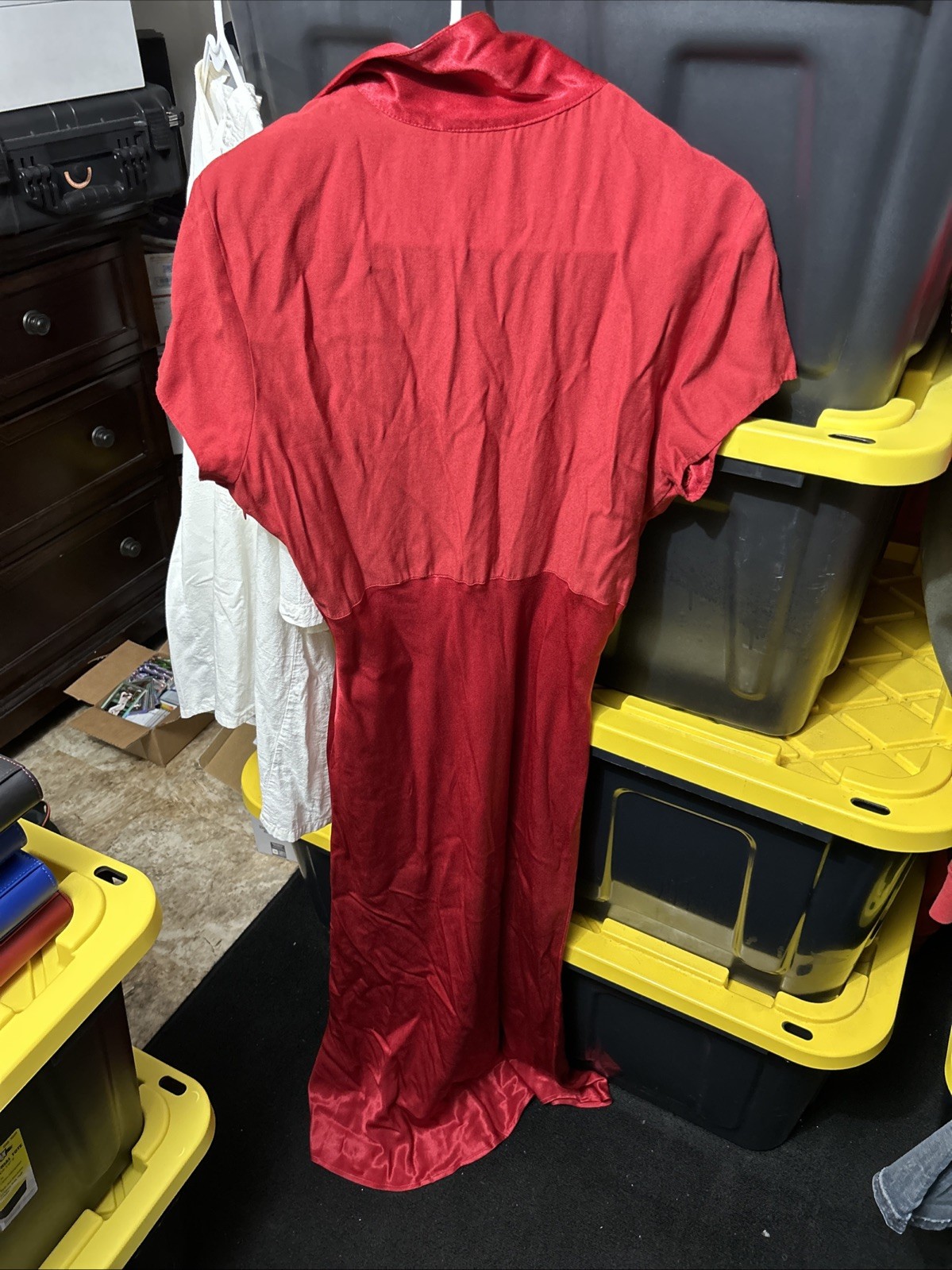 House Of Harlow Vintage Dress 1960’s Red Long Women’s Padded Shoulders USA…