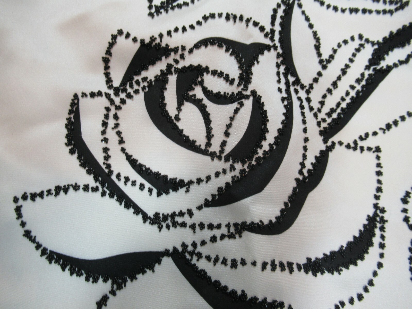 Vintage 90s Satin Beaded Roses Strapless Dress Women 6 Cocktail Mica
