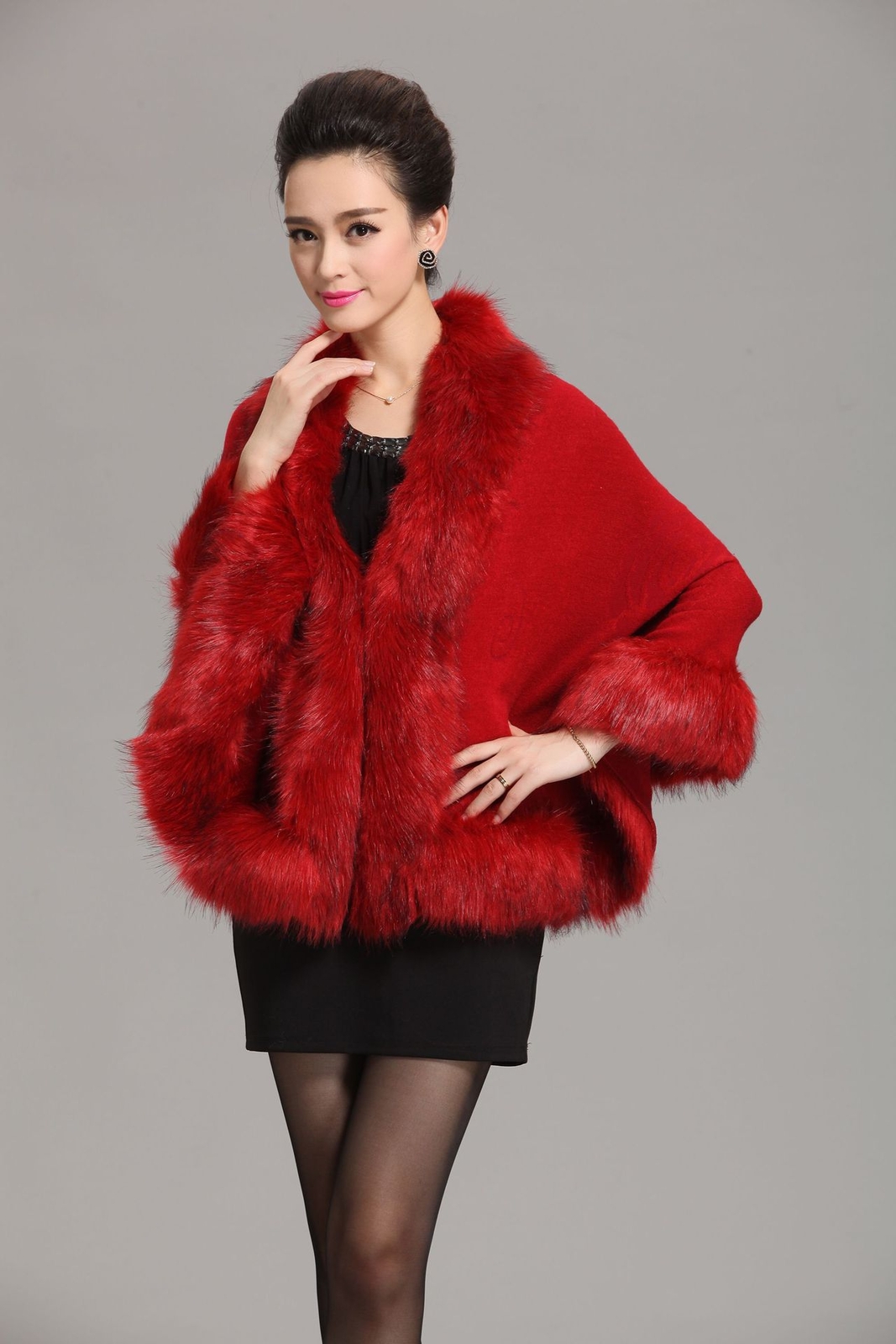Women faux fur shawl Poncho Cape wedding Wrap Shawl bride Cloak Blanket