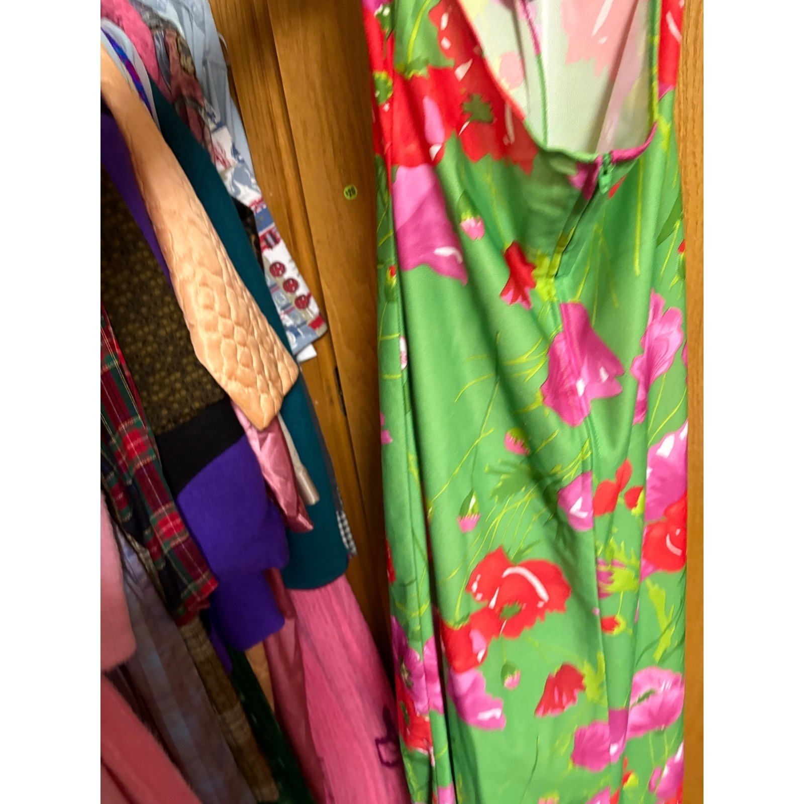 Vintage Aldens Fashions Maxi Dress Green Floral Halter Dress 70s Style Party grn