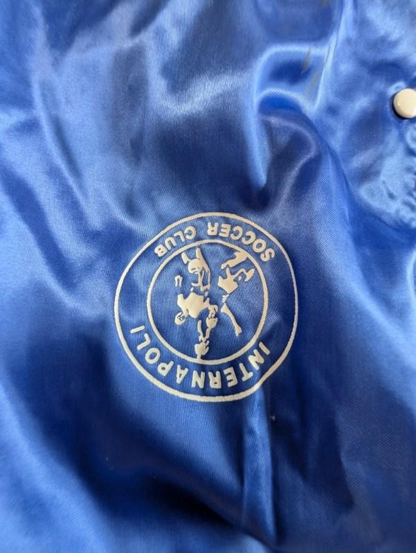 Vintage Empire Satin Jacket Internapoli Soccer Club Large Blue Naples Italy