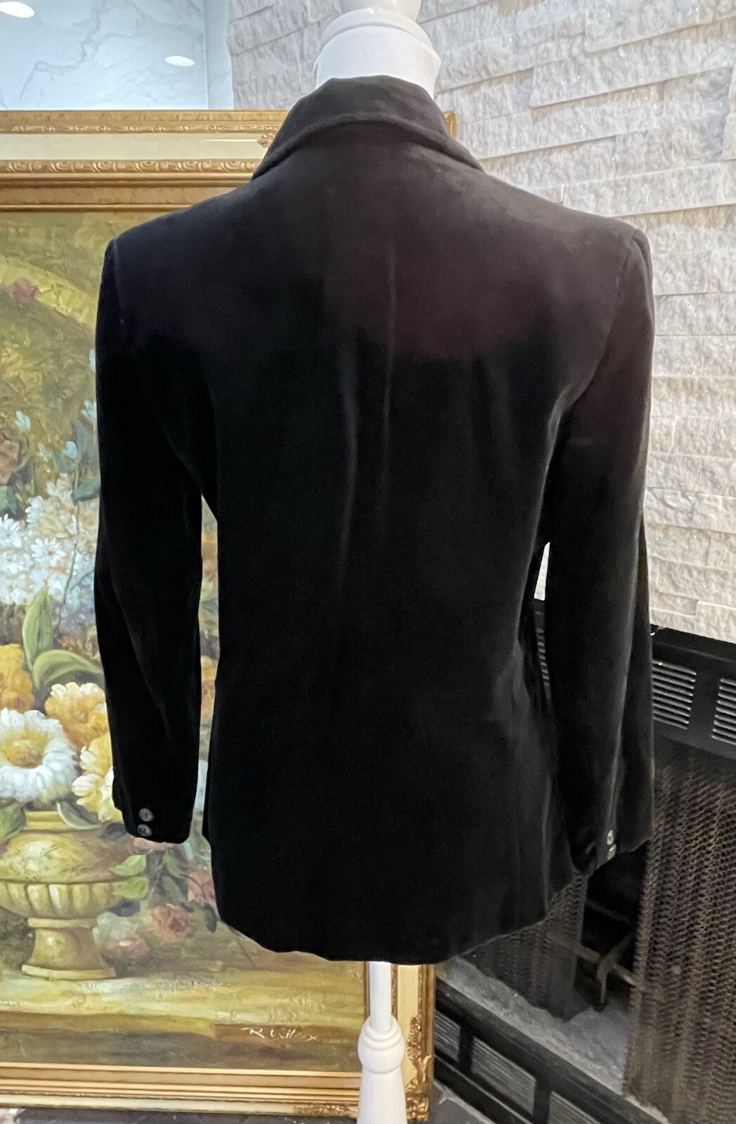 Vintage The Fashion Place Sears Black Velvet Blazer 2 Button Size 8 1980s Preppy