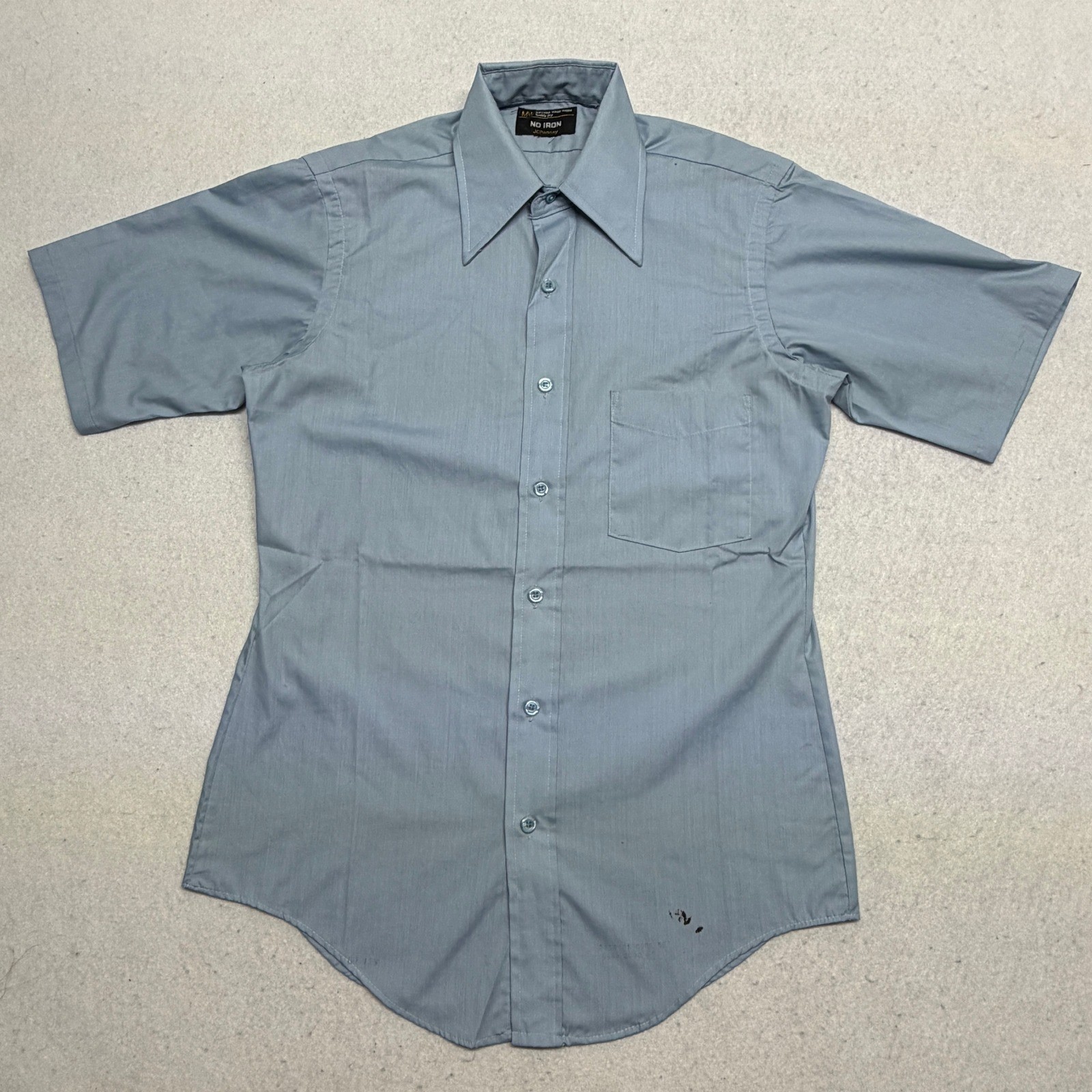 Vintage JCPenney MW No Iron Short Sleeve Button Down Shirt Blue Collar Small