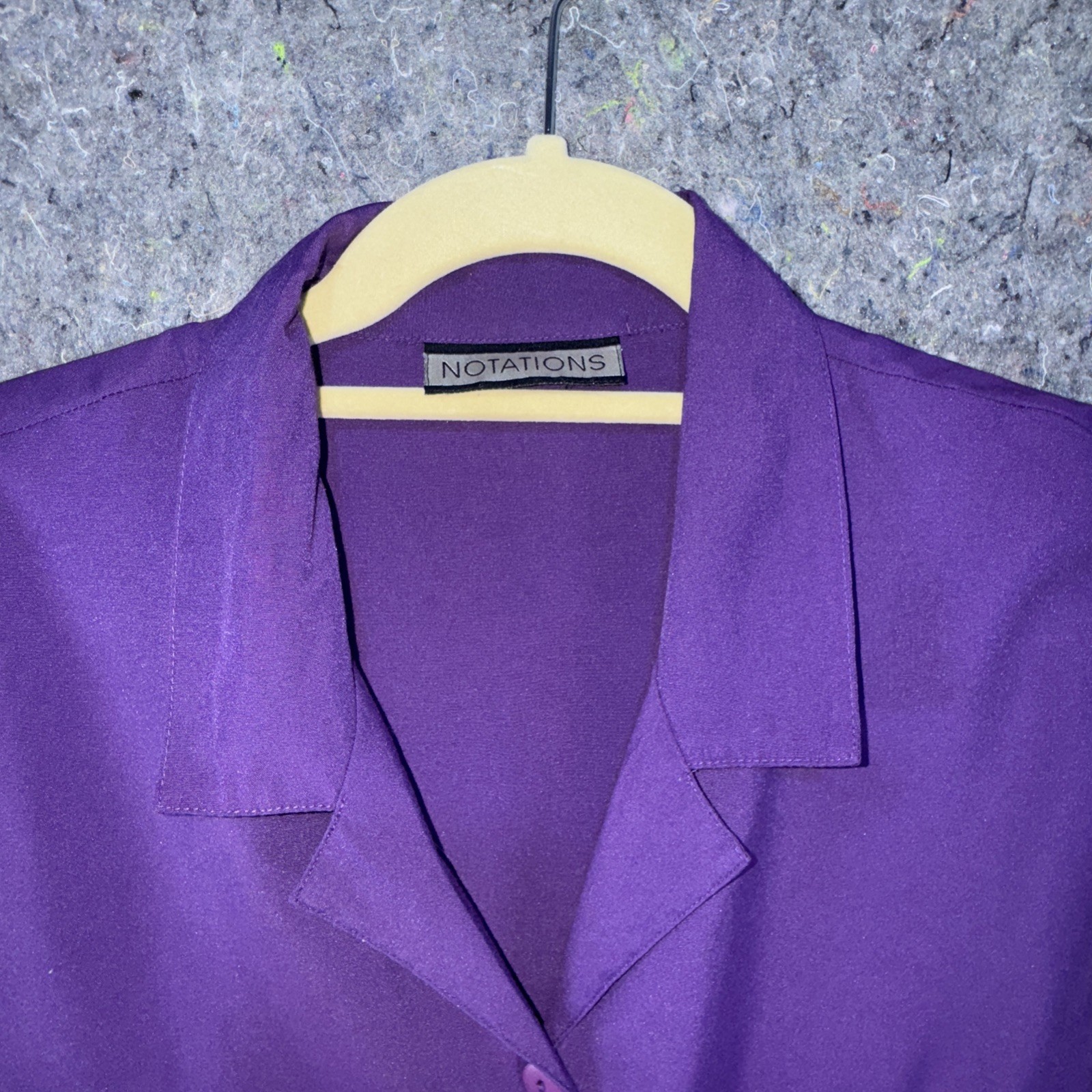 VTG Notations Purple Button Up Blouse Large, Vintage Workwear, Classic, 90s Boxy