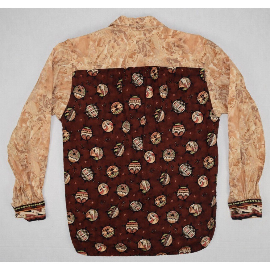 Vintage Turtle Shirt 3 Patterns Turtle Size M/L 70s 80s 2 Tone Maroon Tan OOAK
