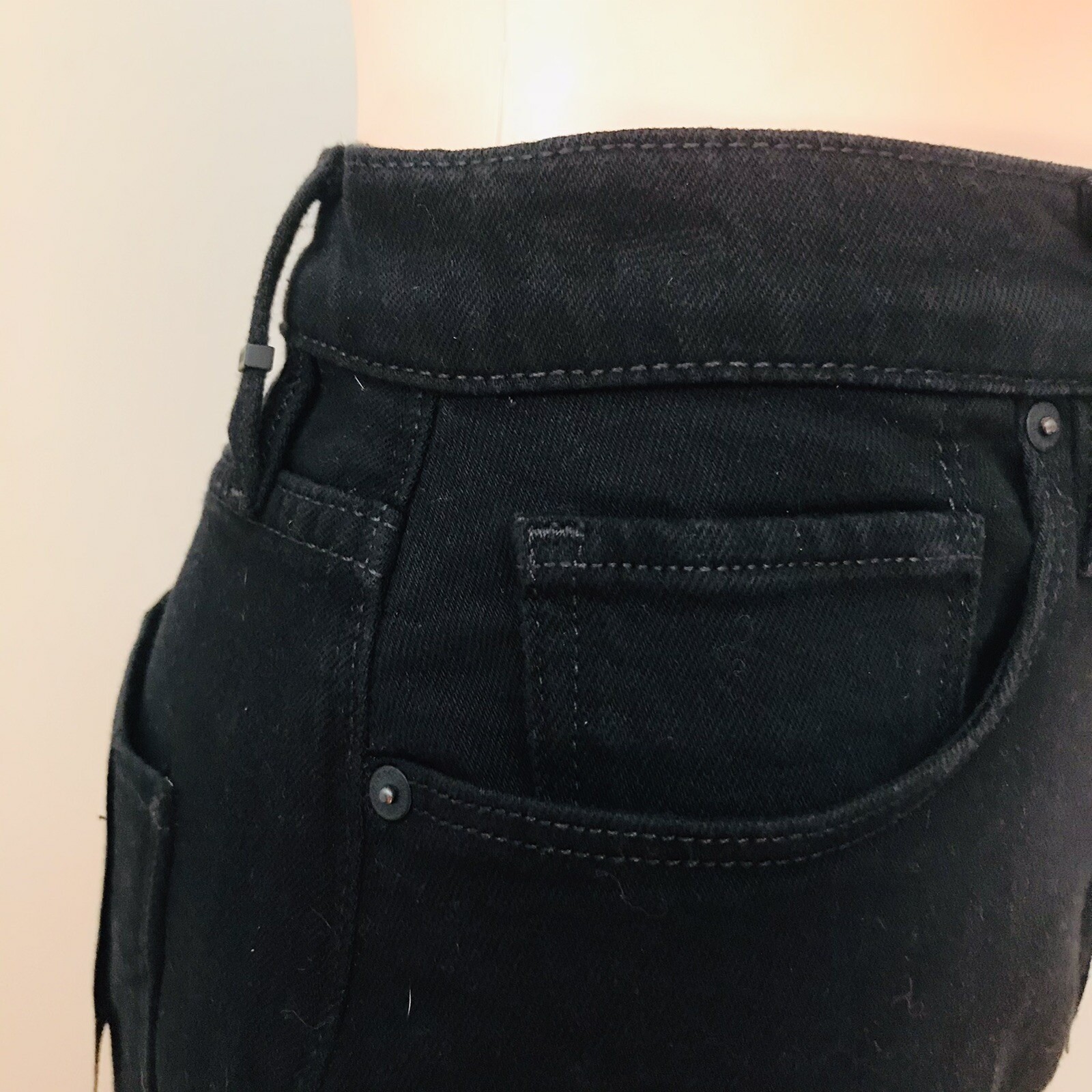 Hudson Women’s Gold Pierced Stretch Black Denim Skirt Sz 27 Urban Night NWT $225