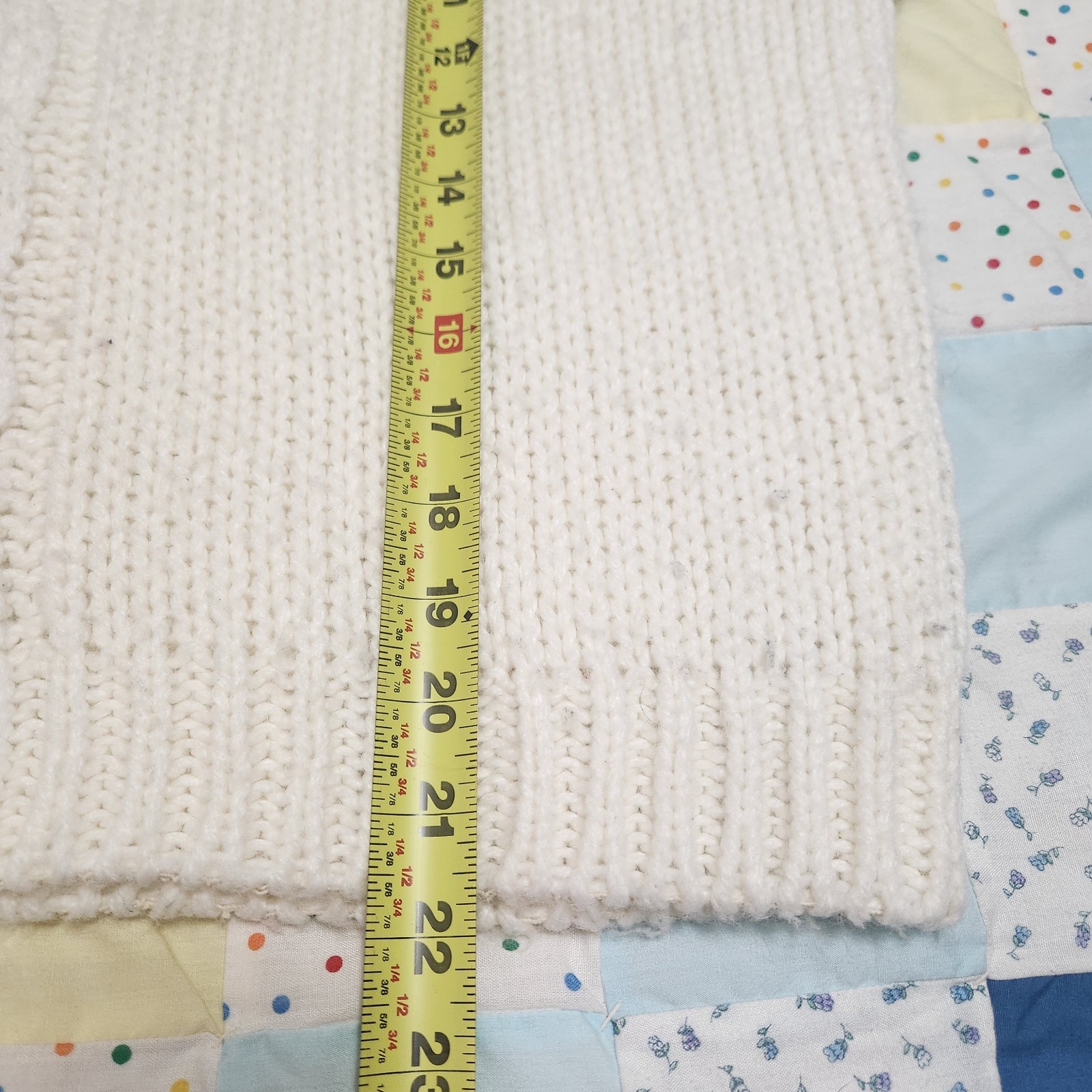 Vintage 80s/90s FAST TURN Cable Knit Wool Sweater L Ivory Boxy Mock Fisherman