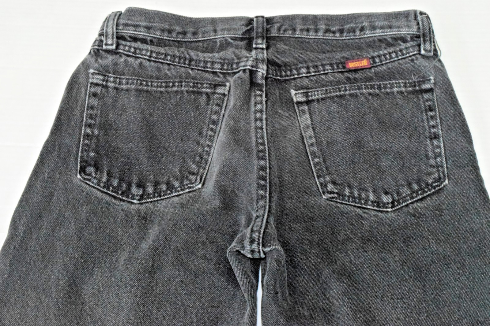 Vintage Jeans Rustler Size 30 x 27 90s Charcoal Black Zip Fly Worn In